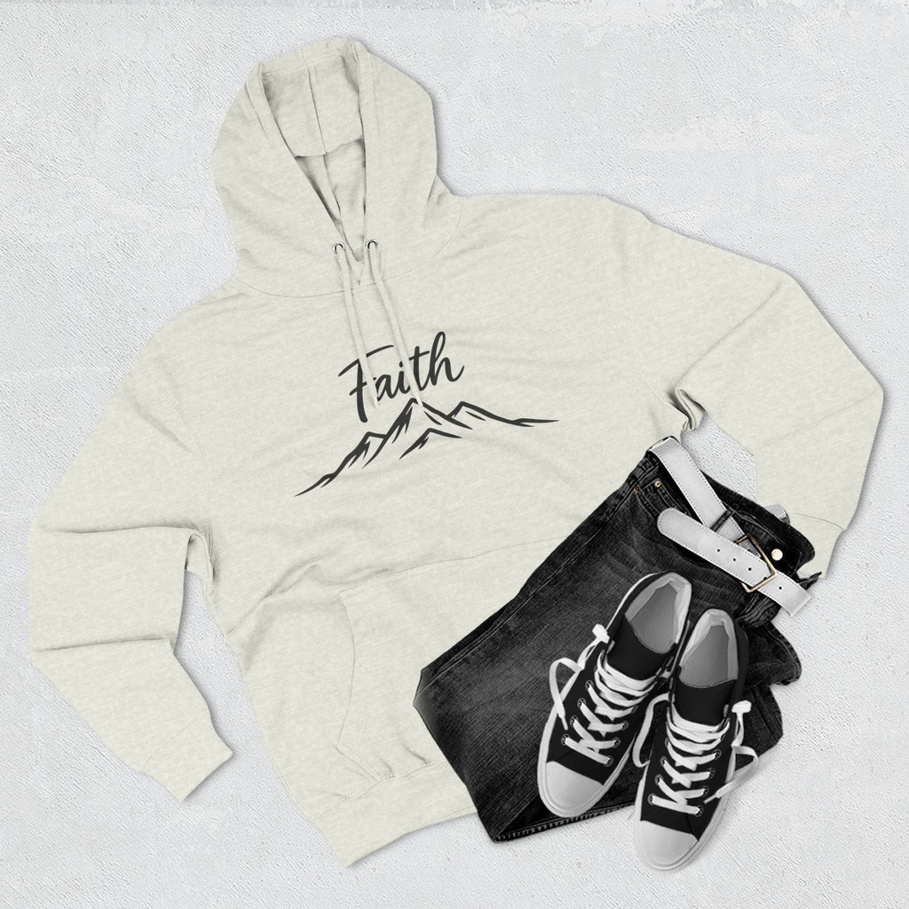 Faith Mountain Hoodie — Minimal Script Mountain Graphic Pullover
