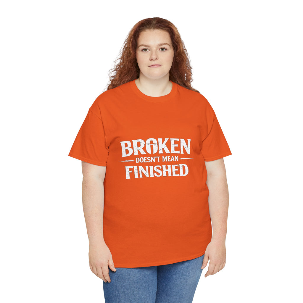 2/23 - T-Shirt — 'Broken, Not Yet Finished' Minimal Outline Graphic Tee