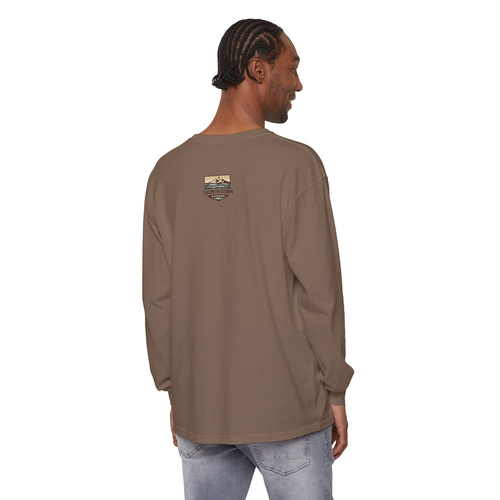 Faith Over Fear Long Sleeve Tee — Inspirational Mountain Graphic
