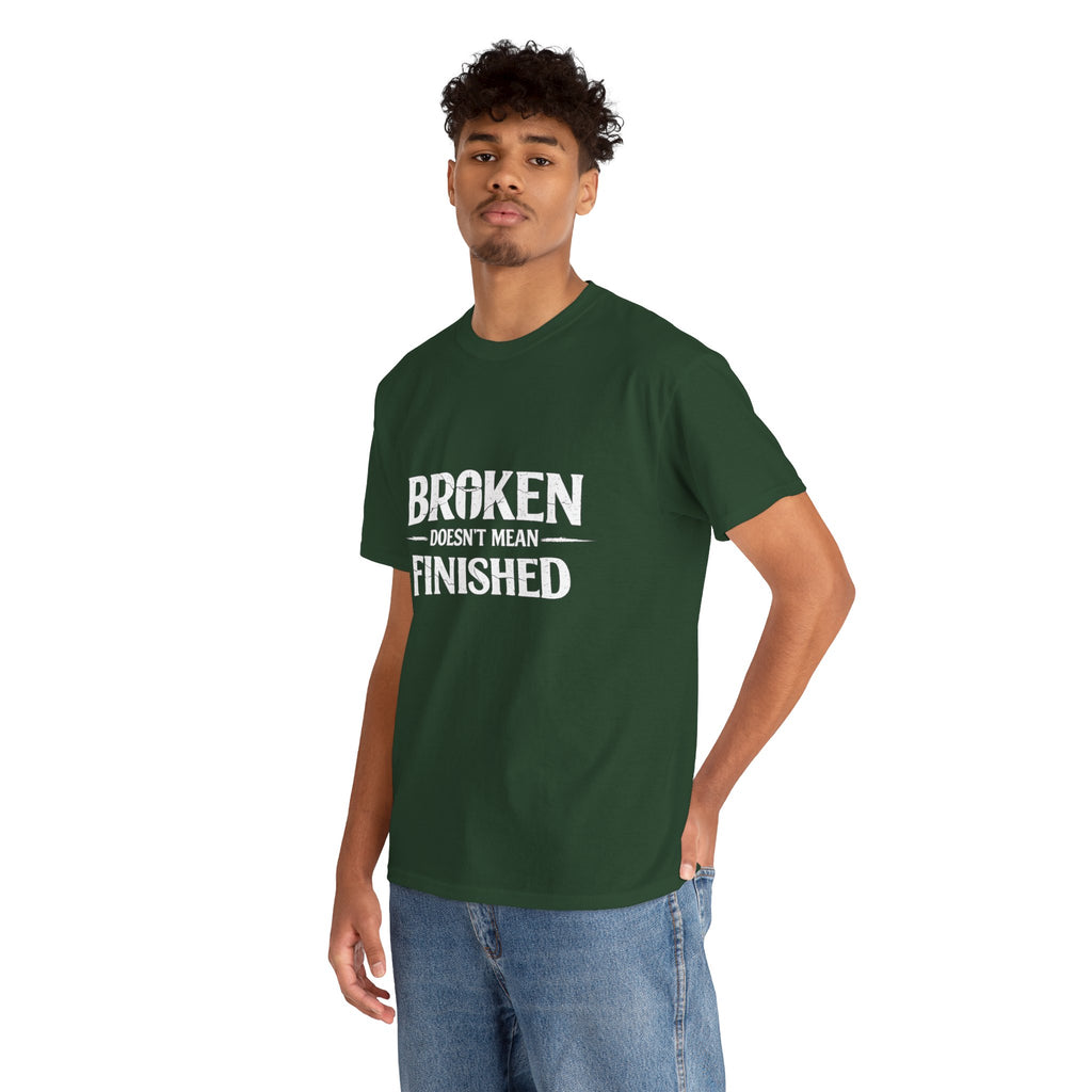 2/23 - T-Shirt — 'Broken, Not Yet Finished' Minimal Outline Graphic Tee