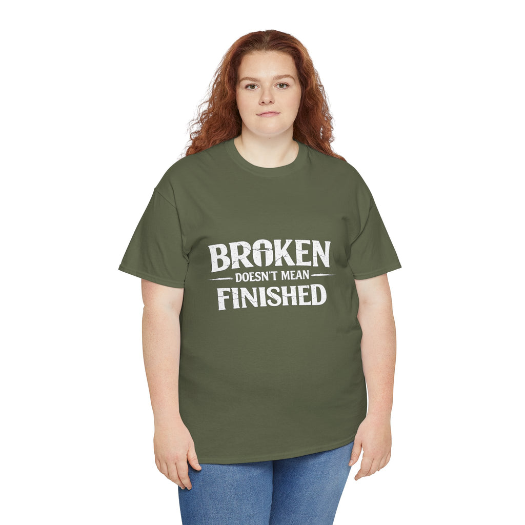 2/23 - T-Shirt — 'Broken, Not Yet Finished' Minimal Outline Graphic Tee