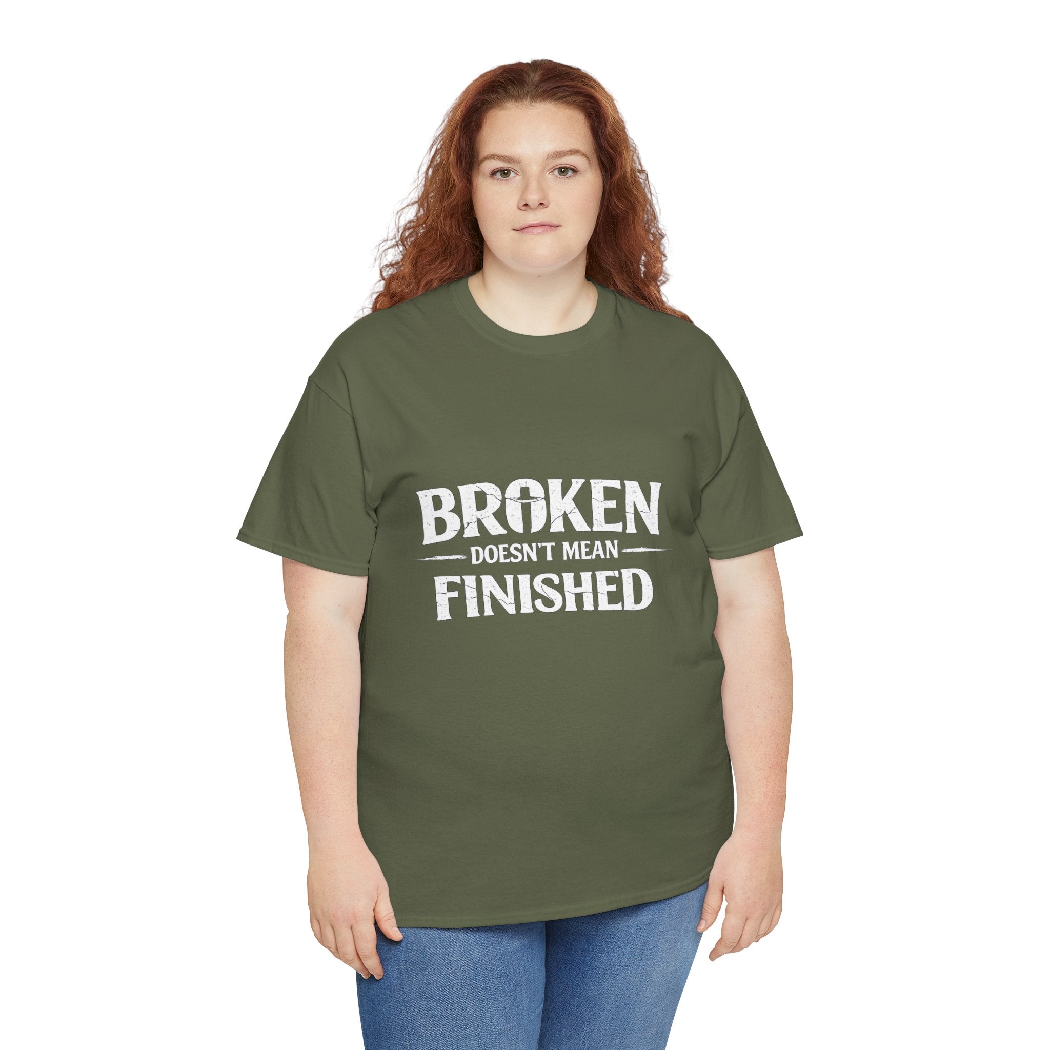 2/23 - T-Shirt — 'Broken, Not Yet Finished' Minimal Outline Graphic Tee