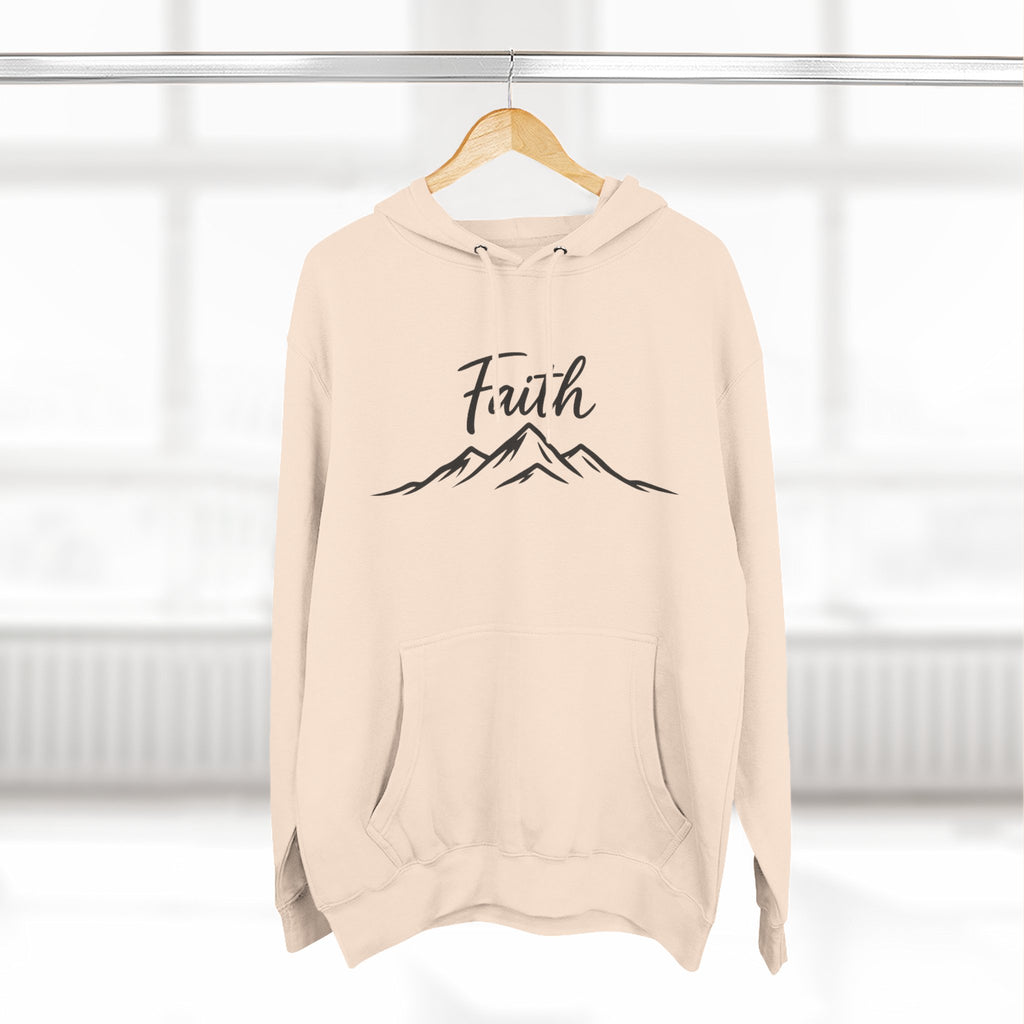 Faith Mountain Hoodie — Minimal Script Mountain Graphic Pullover