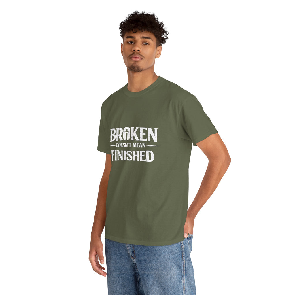 2/23 - T-Shirt — 'Broken, Not Yet Finished' Minimal Outline Graphic Tee