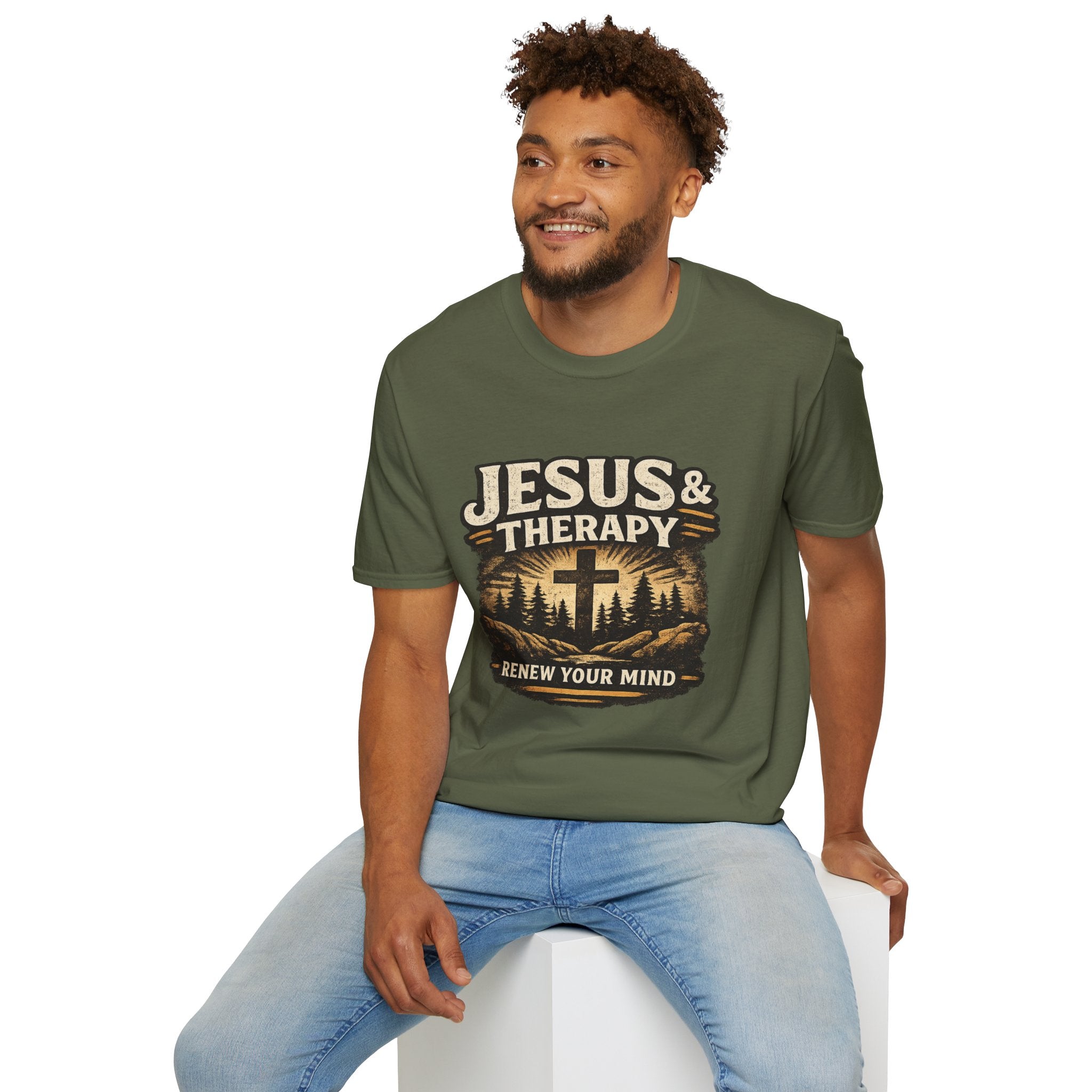 Jesus & Therapy T-Shirt — Renew Your Mind Christian Faith Tee
