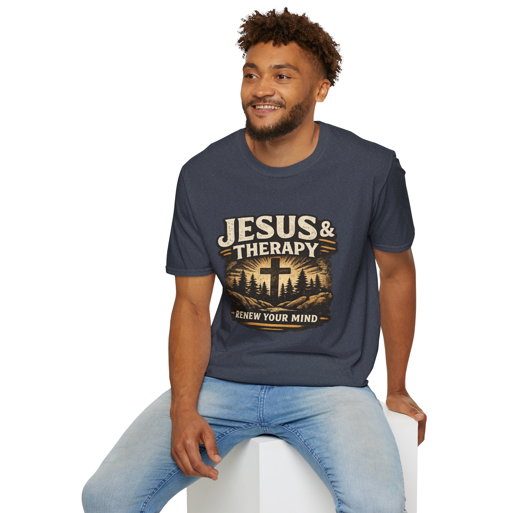 Jesus & Therapy T-Shirt — Renew Your Mind Christian Faith Tee