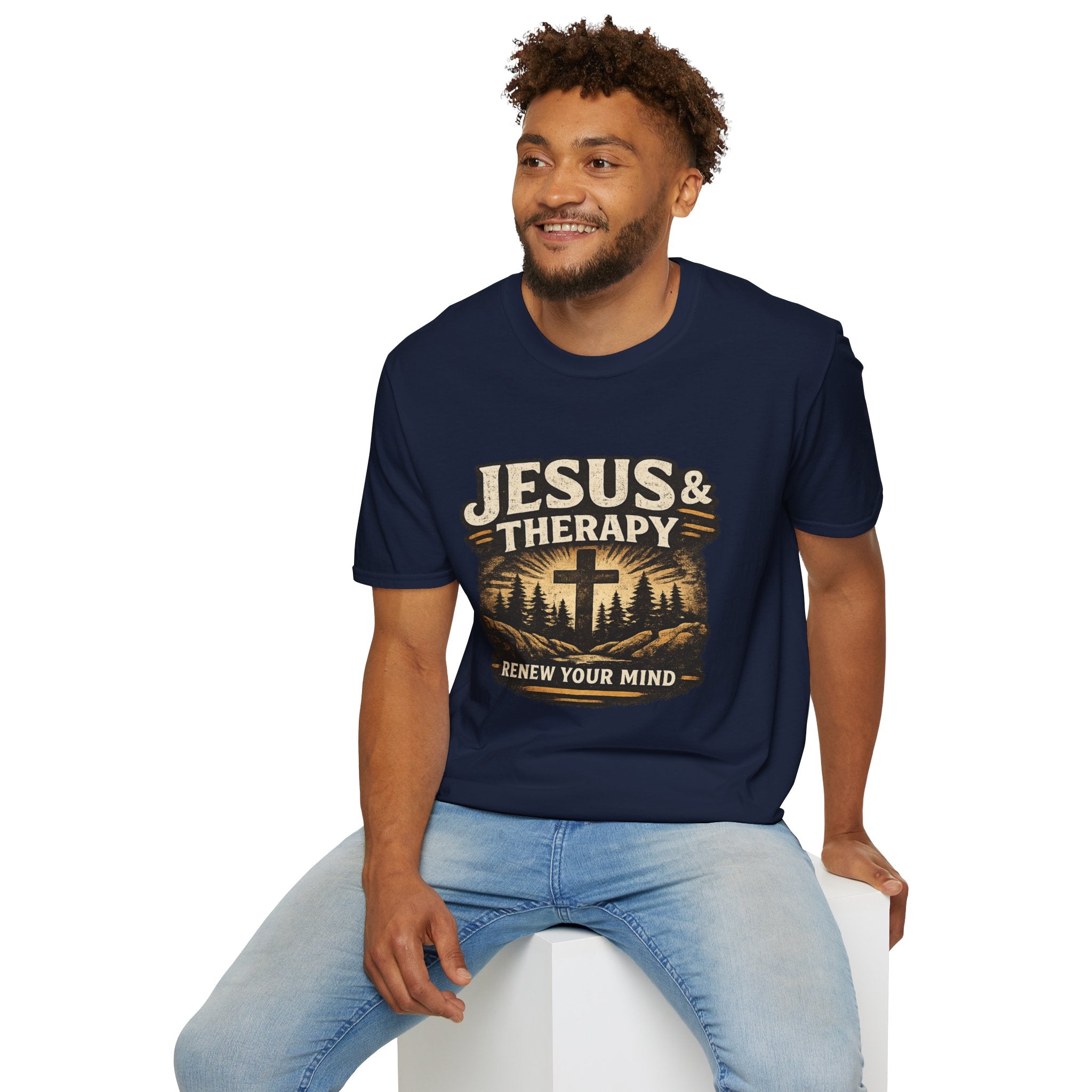 Jesus & Therapy T-Shirt — Renew Your Mind Christian Faith Tee