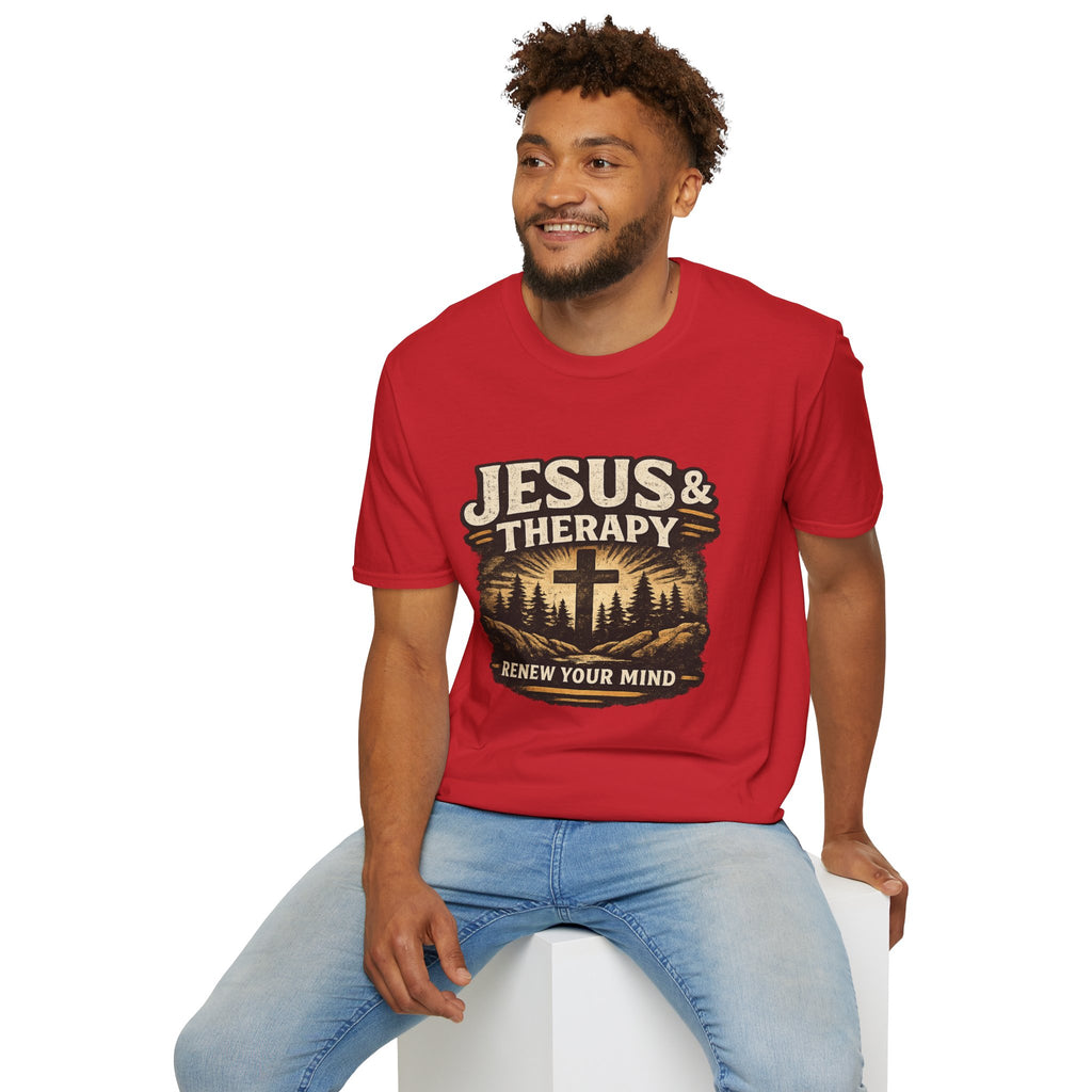 Jesus & Therapy T-Shirt — Renew Your Mind Christian Faith Tee