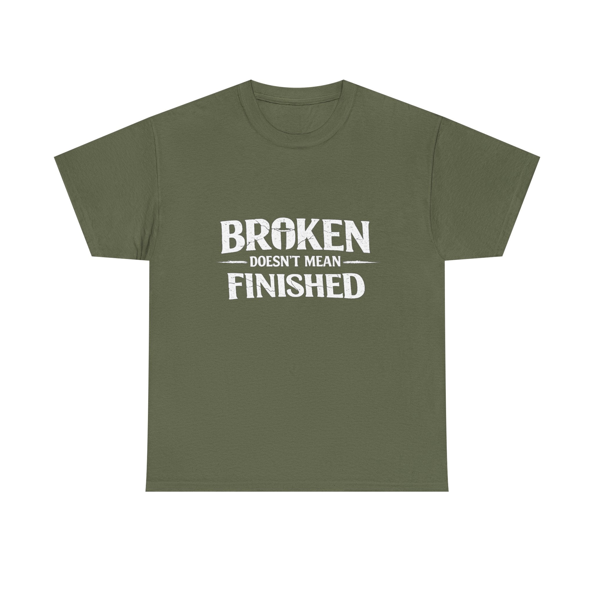 2/23 - T-Shirt — 'Broken, Not Yet Finished' Minimal Outline Graphic Tee