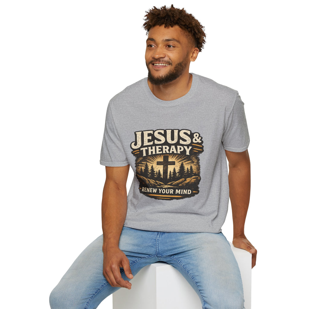 Jesus & Therapy T-Shirt — Renew Your Mind Christian Faith Tee