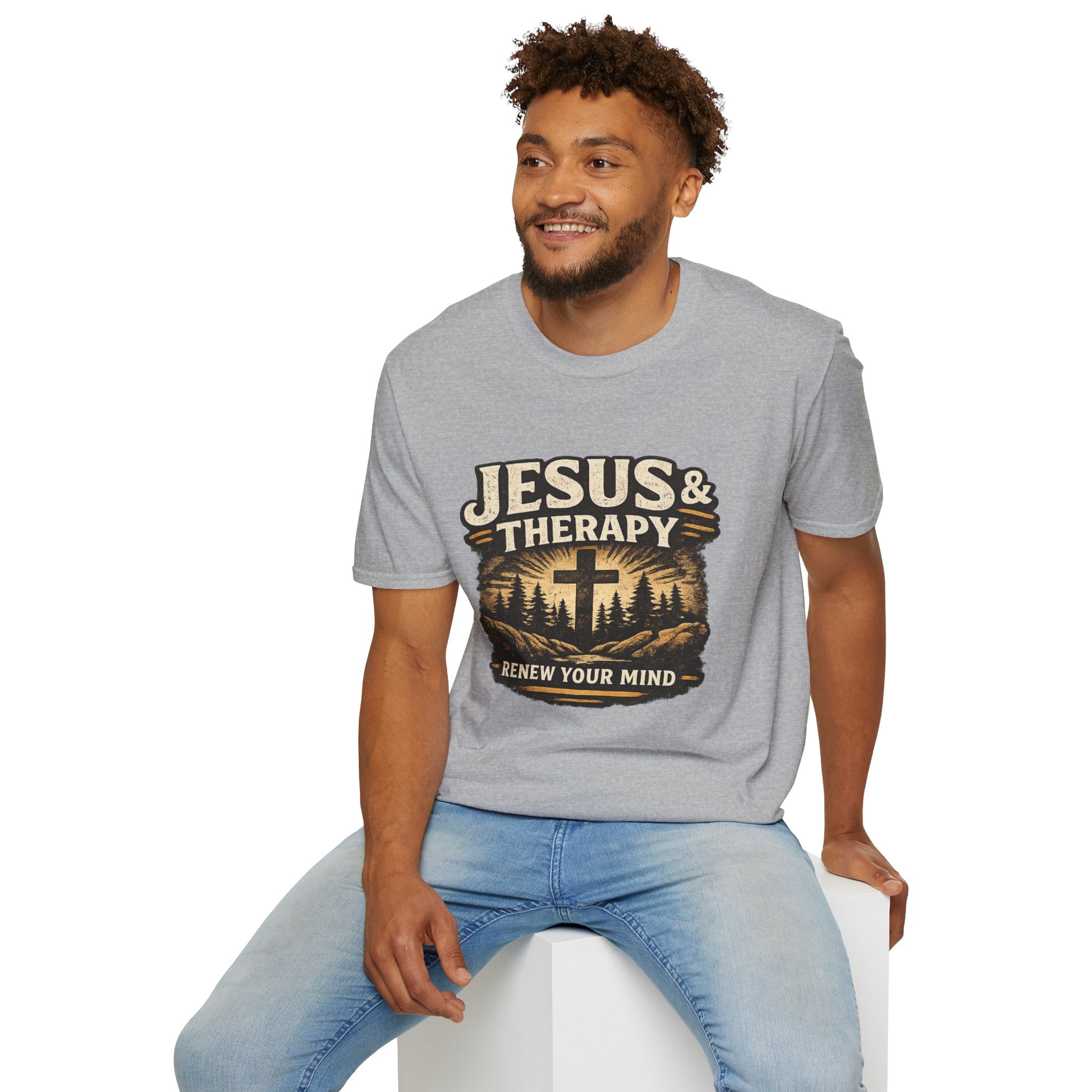 Jesus & Therapy T-Shirt — Renew Your Mind Christian Faith Tee