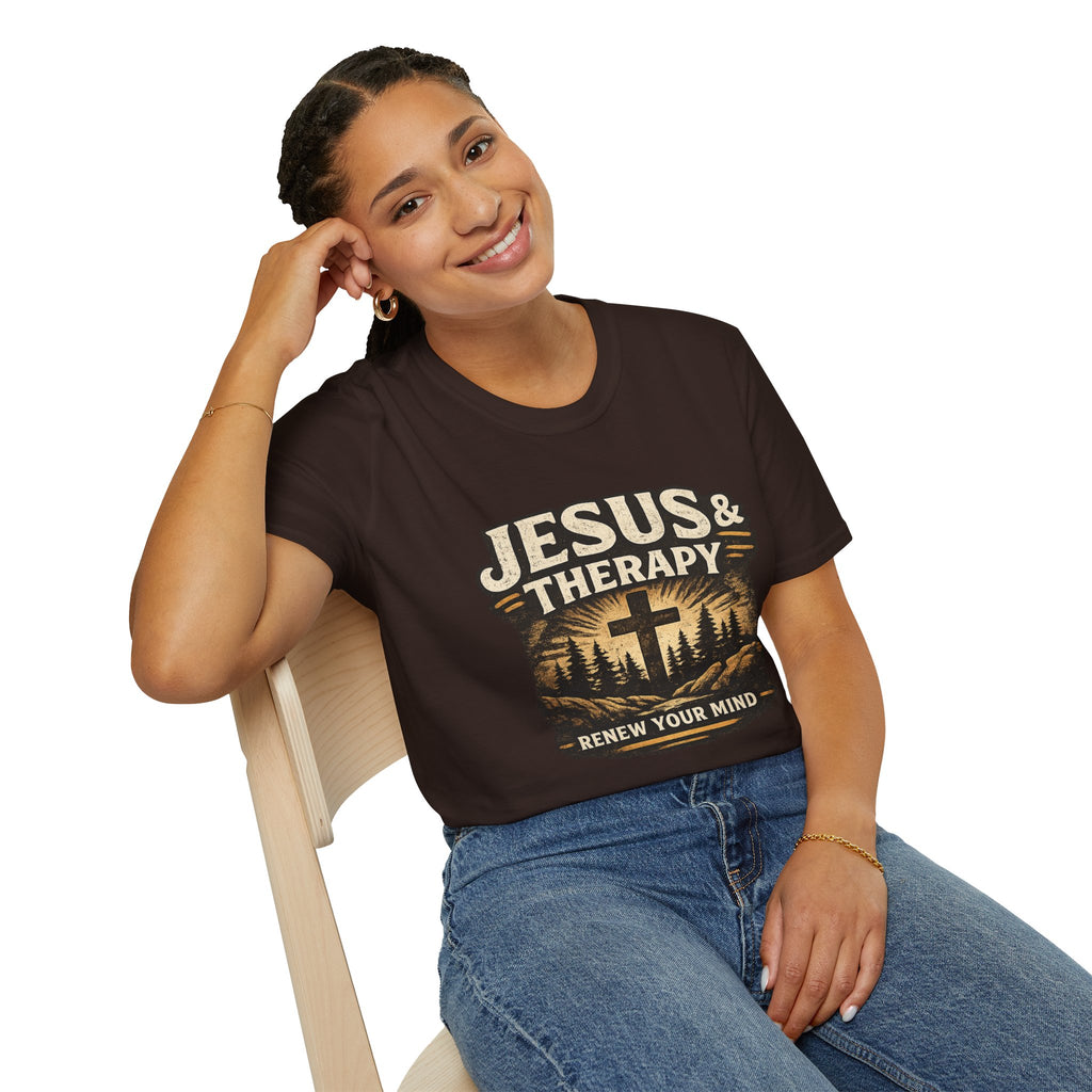 Jesus & Therapy T-Shirt — Renew Your Mind Christian Faith Tee