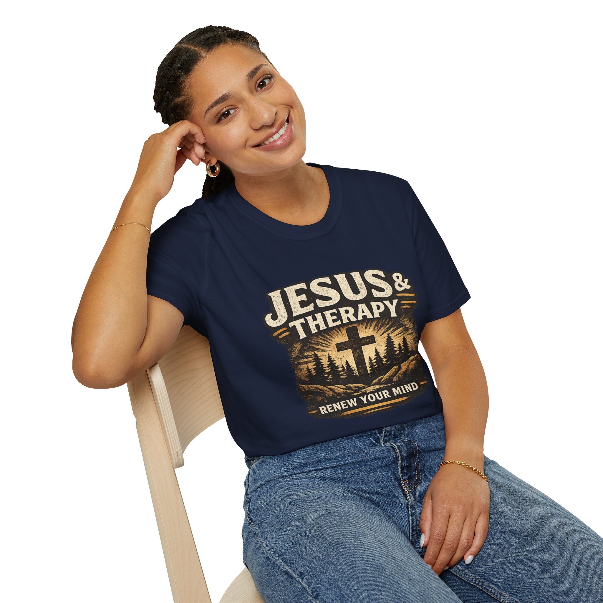 Jesus & Therapy T-Shirt — Renew Your Mind Christian Faith Tee