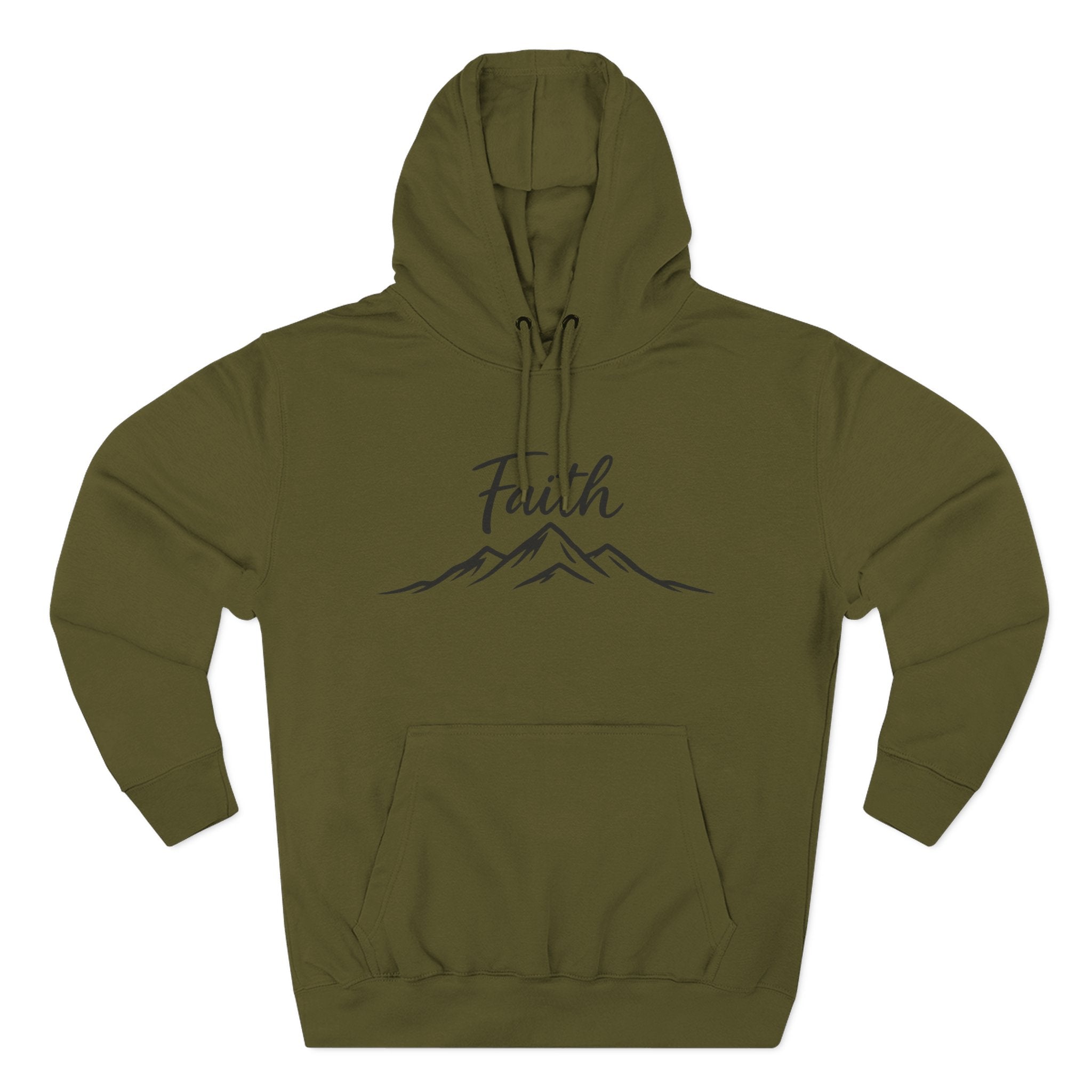 Faith Mountain Hoodie — Minimal Script Mountain Graphic Pullover