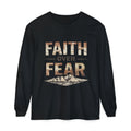 Faith Over Fear Long Sleeve Tee — Inspirational Mountain Graphic