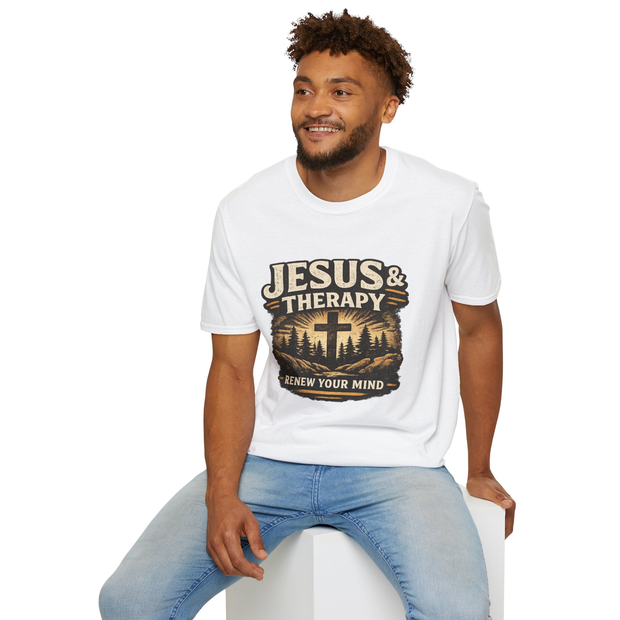 Jesus & Therapy T-Shirt — Renew Your Mind Christian Faith Tee