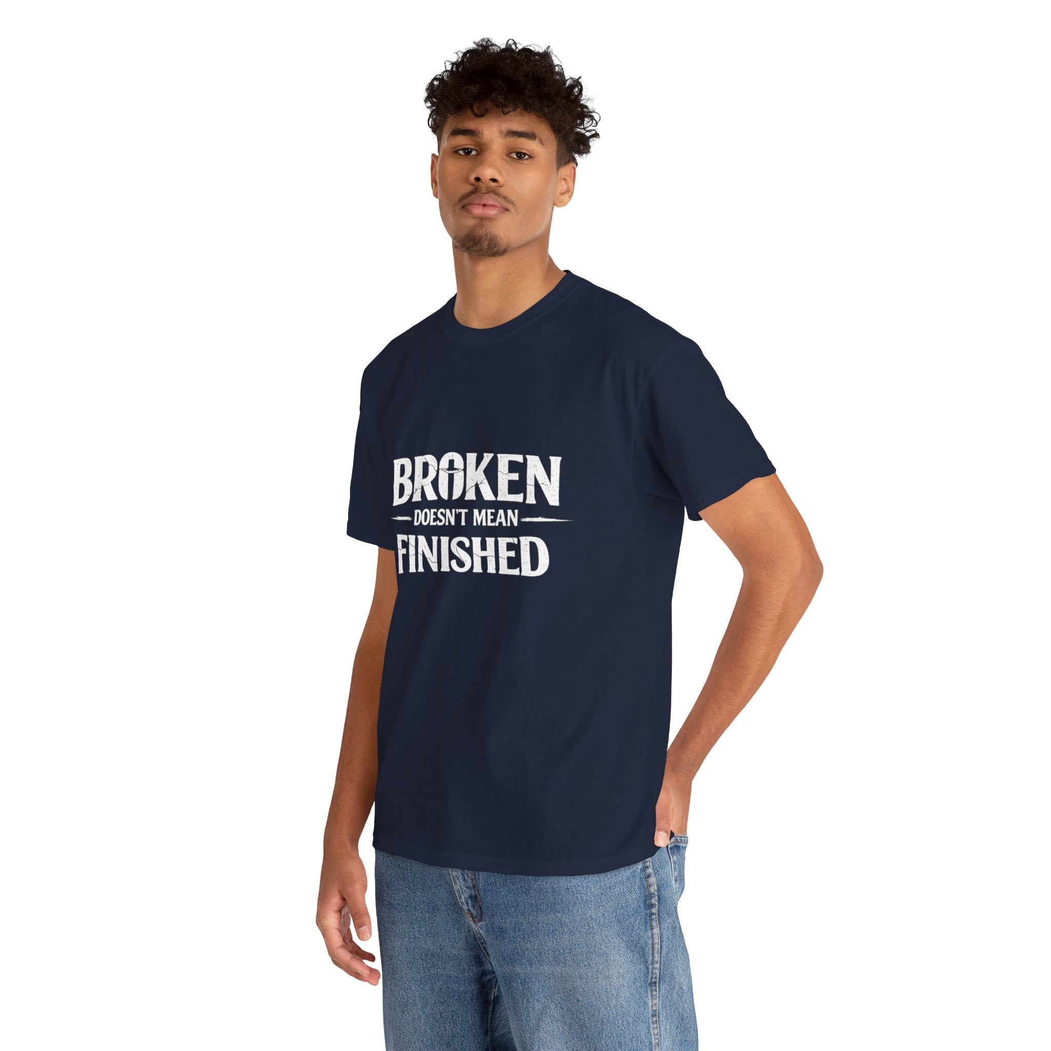 2/23 - T-Shirt — 'Broken, Not Yet Finished' Minimal Outline Graphic Tee