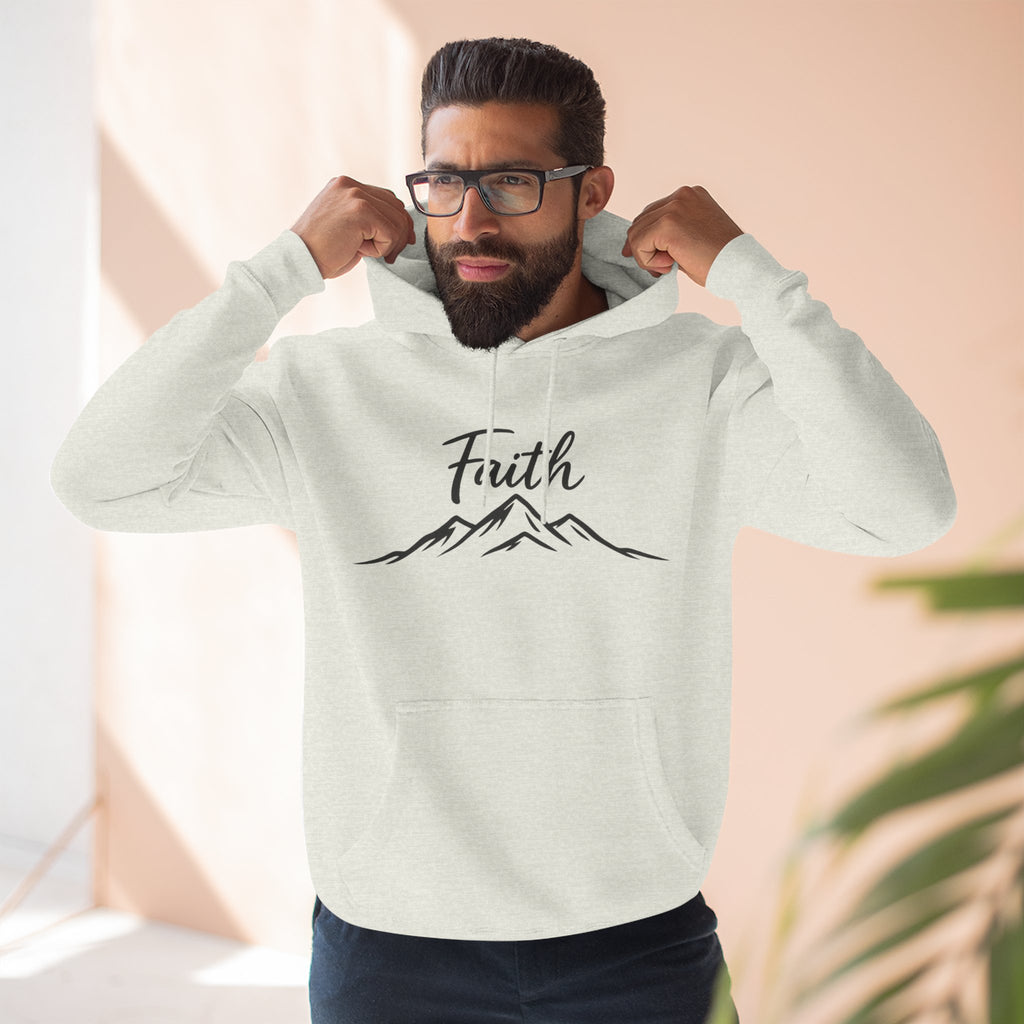 Faith Mountain Hoodie — Minimal Script Mountain Graphic Pullover