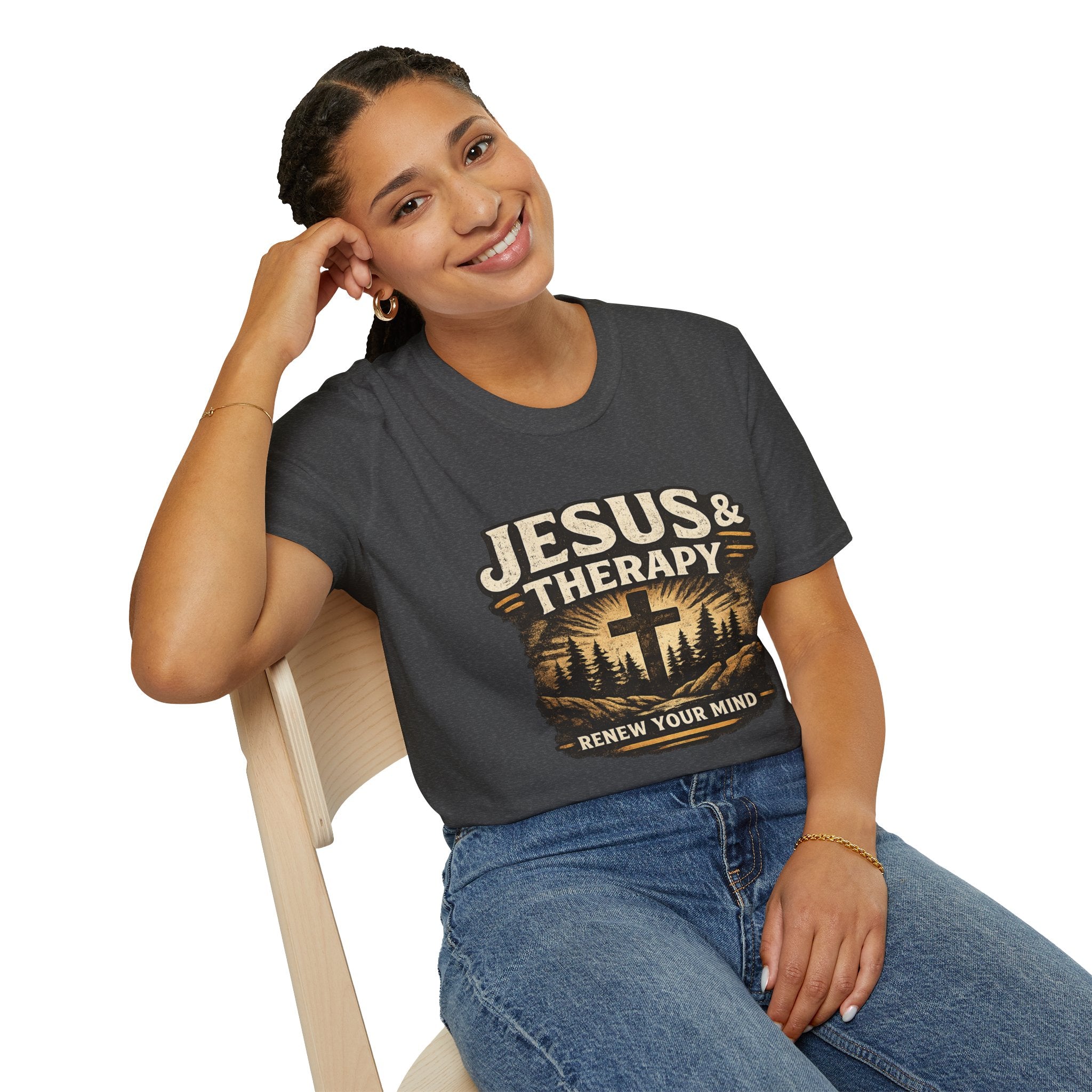 Jesus & Therapy T-Shirt — Renew Your Mind Christian Faith Tee