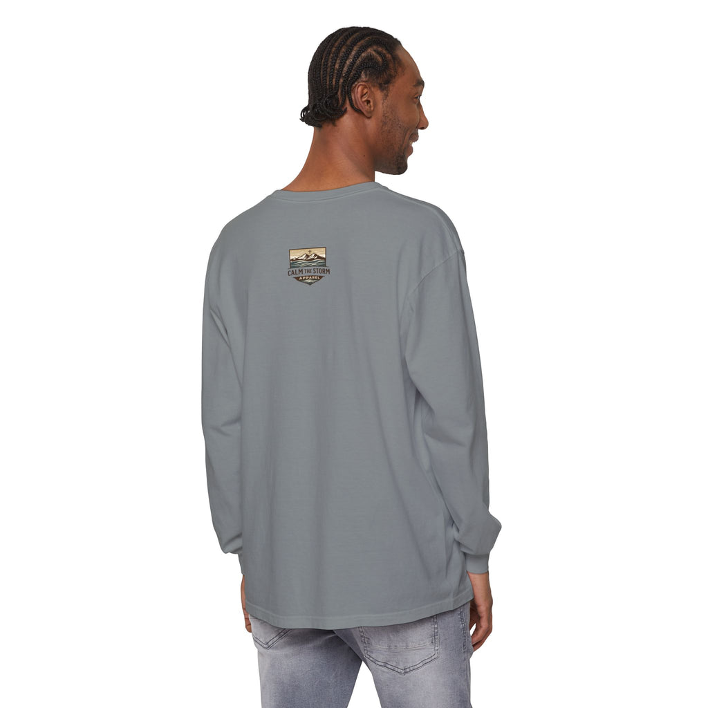 Faith Over Fear Long Sleeve Tee — Inspirational Mountain Graphic