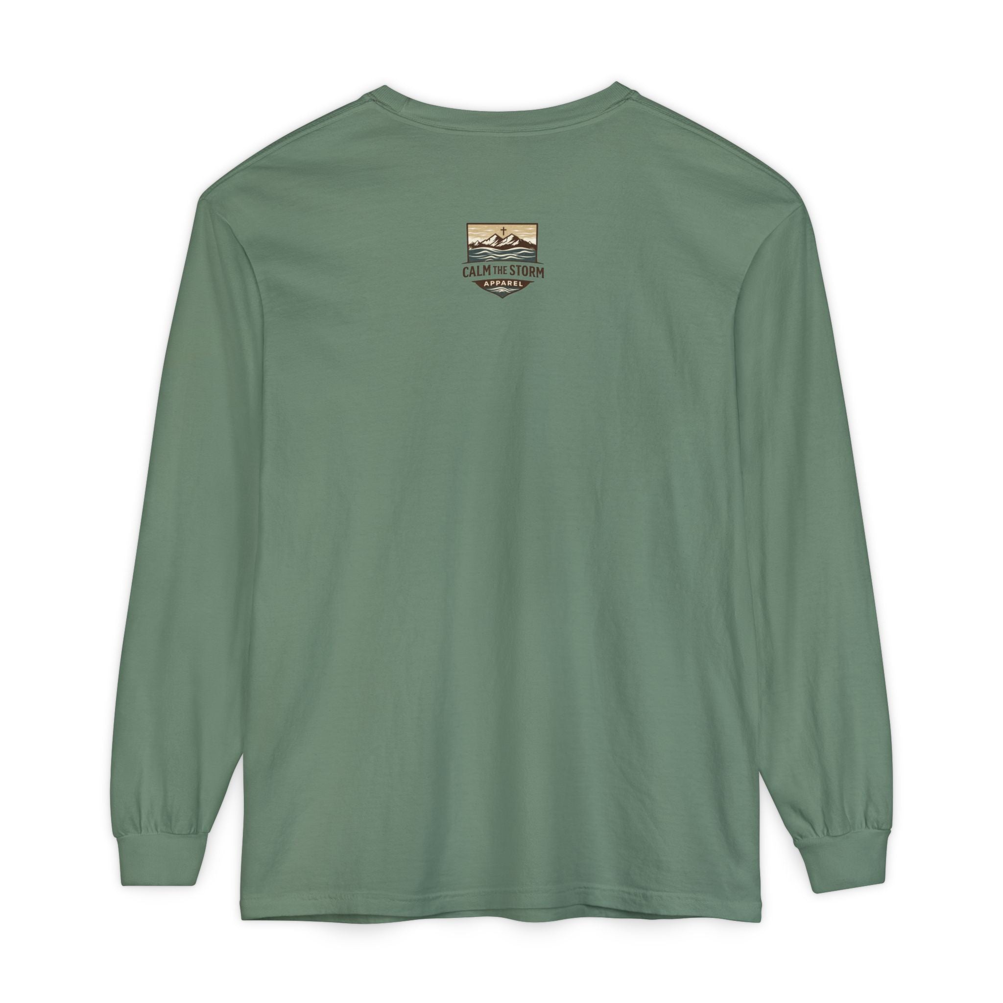 Faith Over Fear Long Sleeve Tee — Inspirational Mountain Graphic