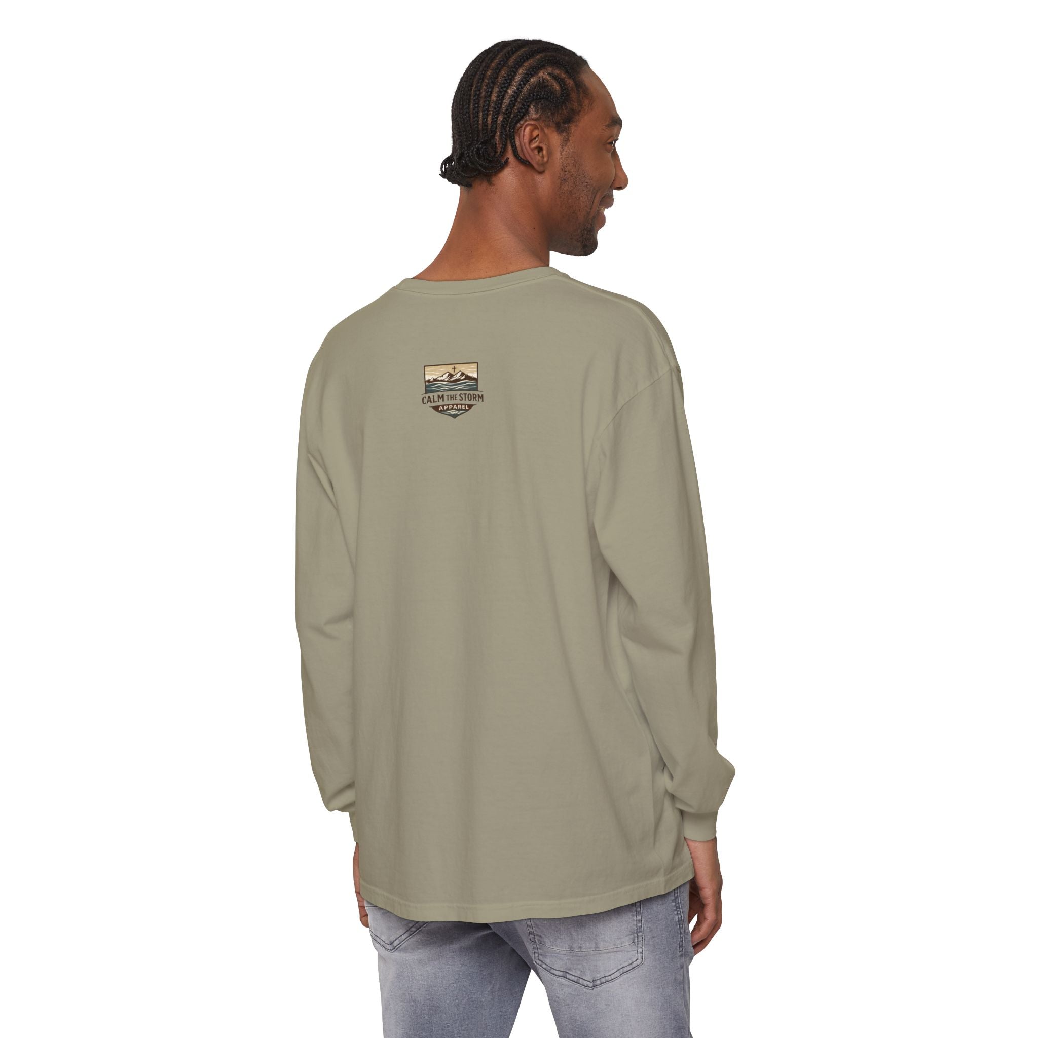 Faith Over Fear Long Sleeve Tee — Inspirational Mountain Graphic