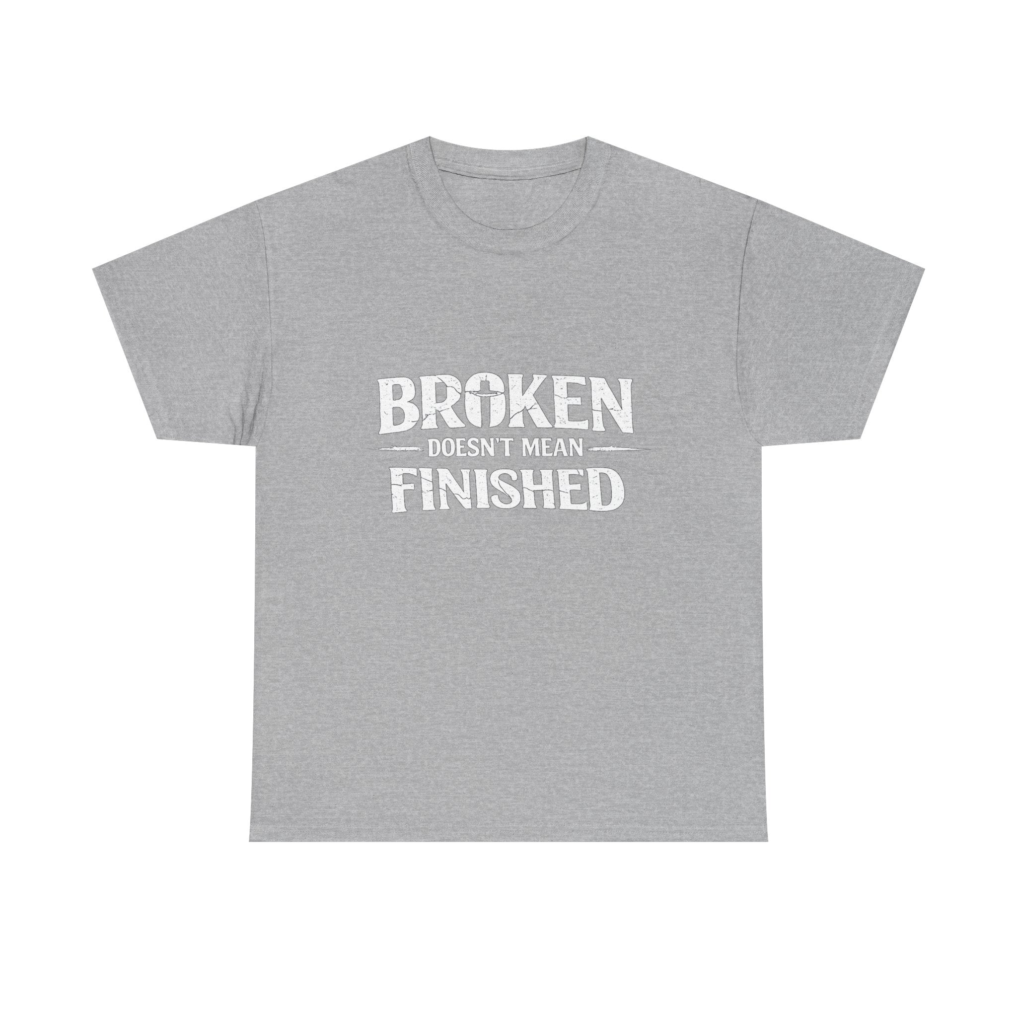 2/23 - T-Shirt — 'Broken, Not Yet Finished' Minimal Outline Graphic Tee