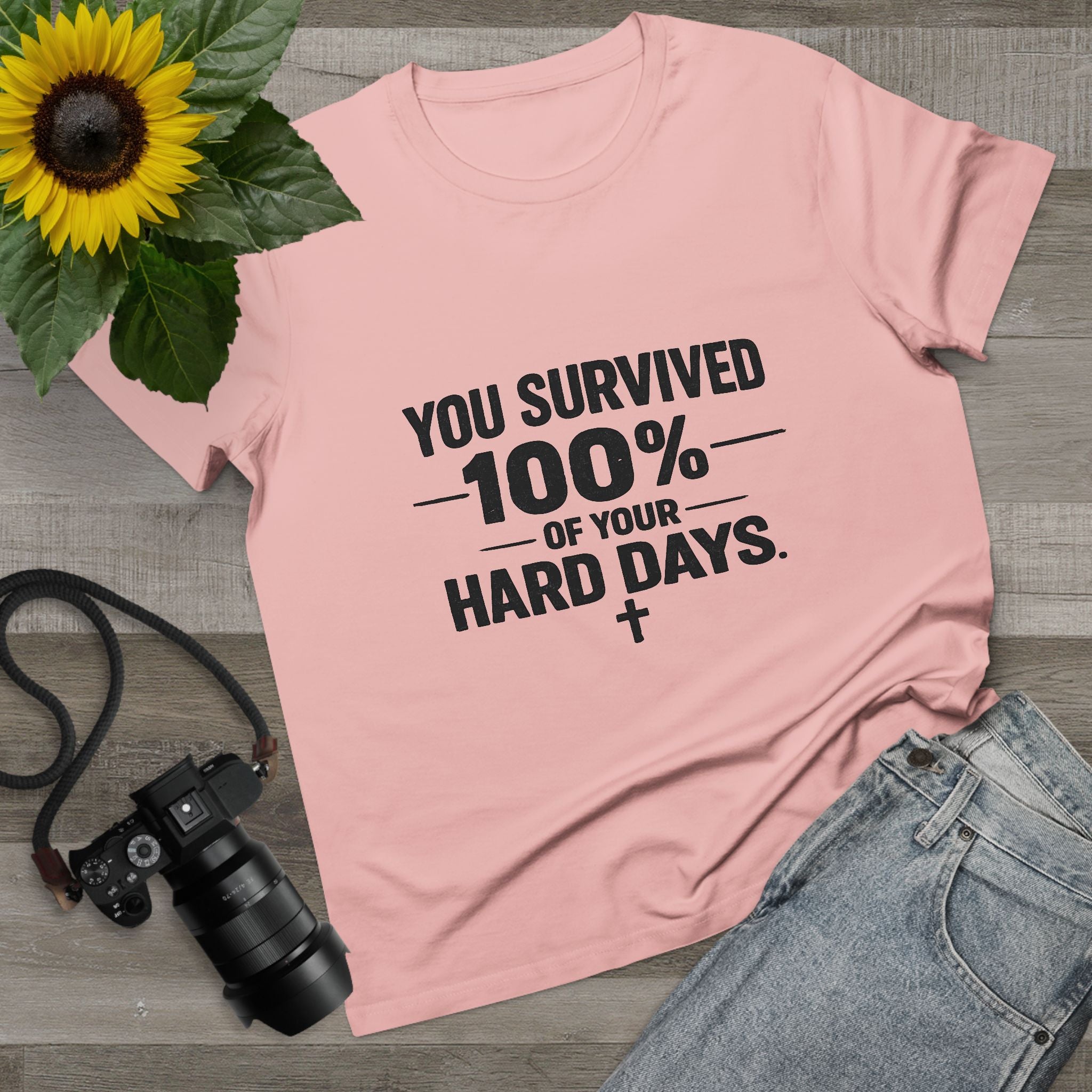 2/23 - You Survived 100% Of Your Hard Days Tee — Inspirational Women's Maple T-Shirt