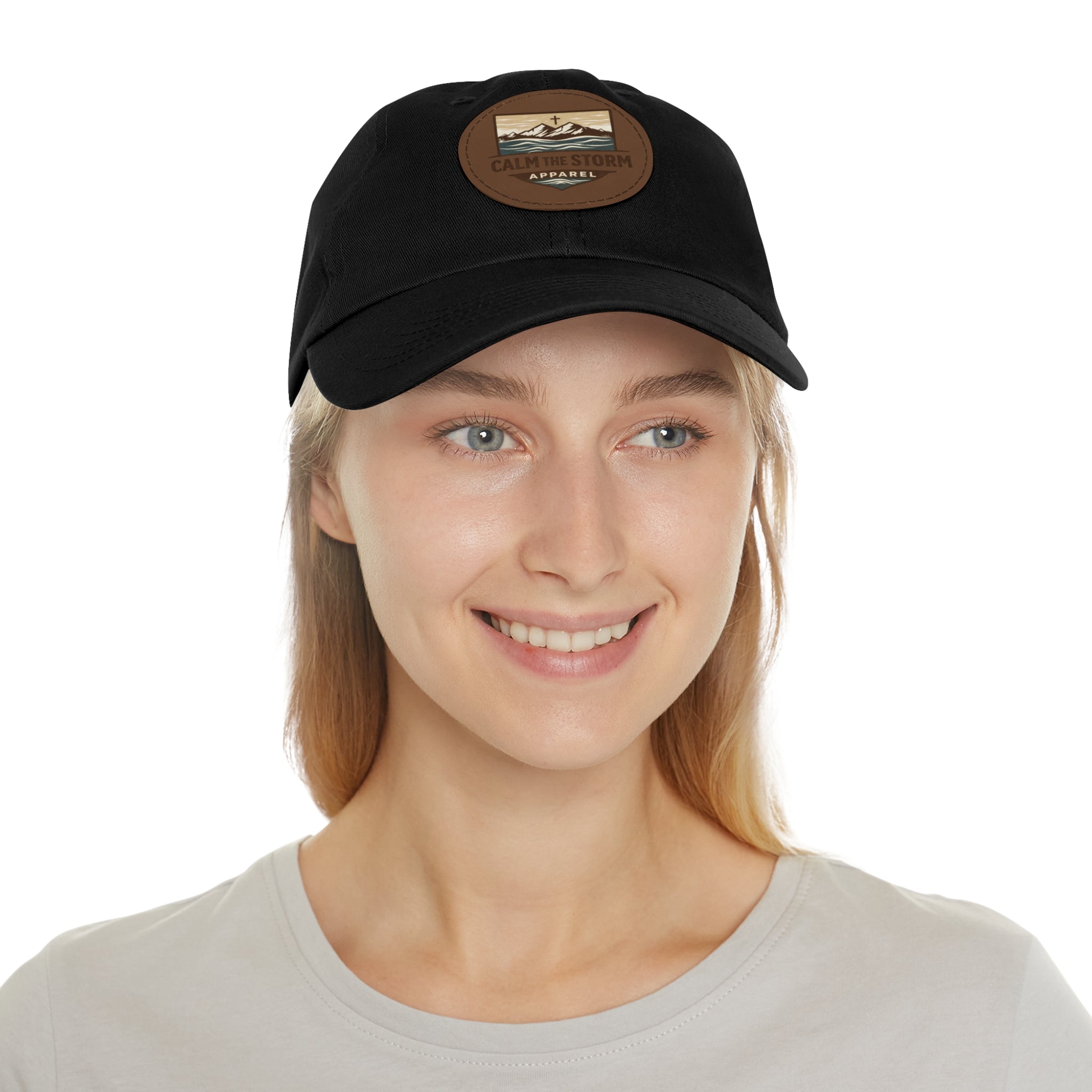 Dad Hat — 'Calm the Storm' Leather Patch Mountain Cap