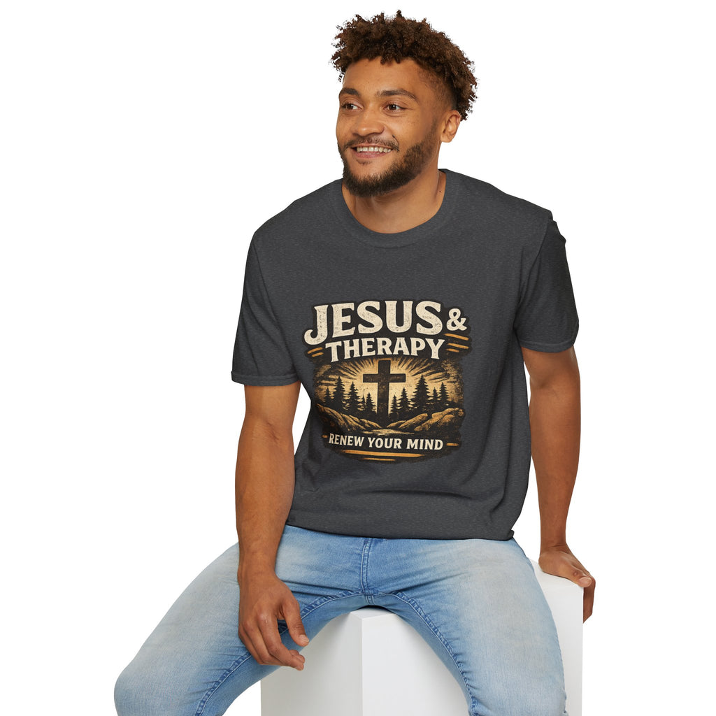 Jesus & Therapy T-Shirt — Renew Your Mind Christian Faith Tee