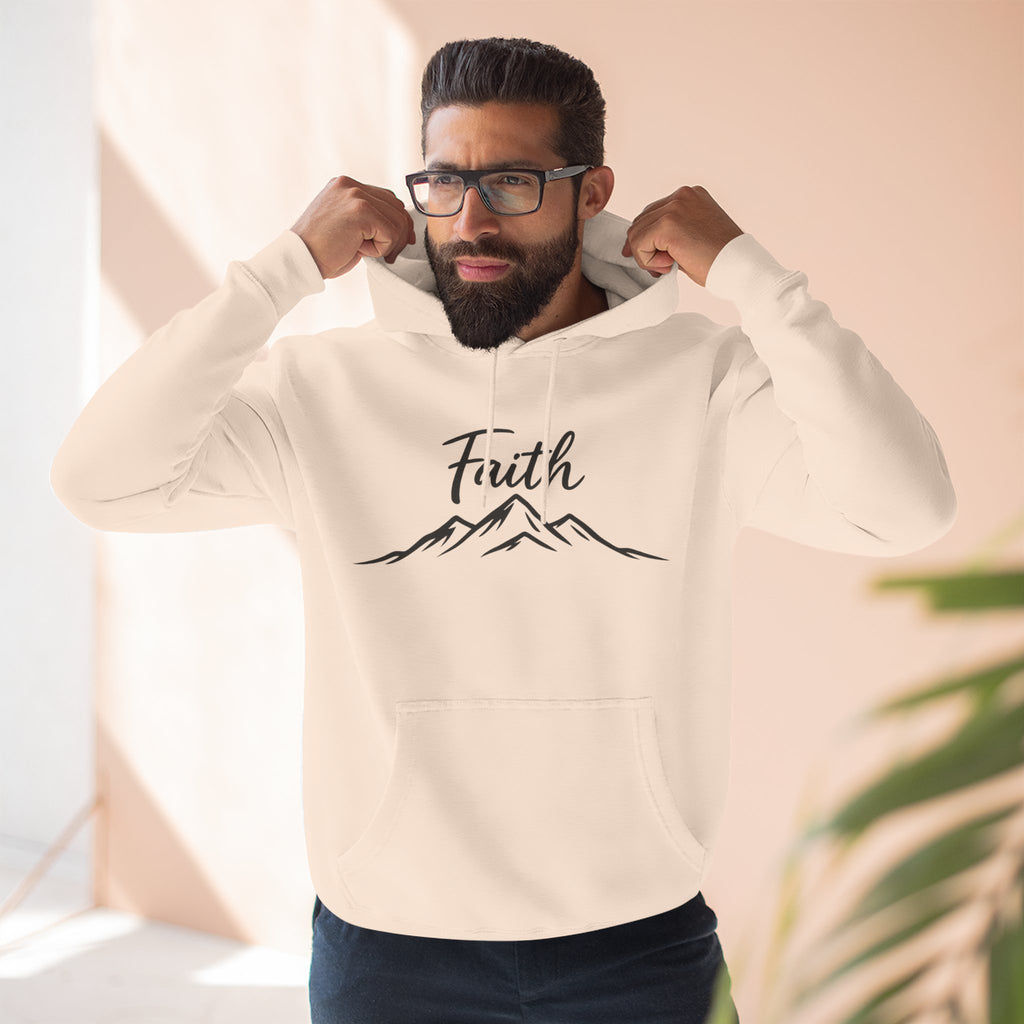 Faith Mountain Hoodie — Minimal Script Mountain Graphic Pullover