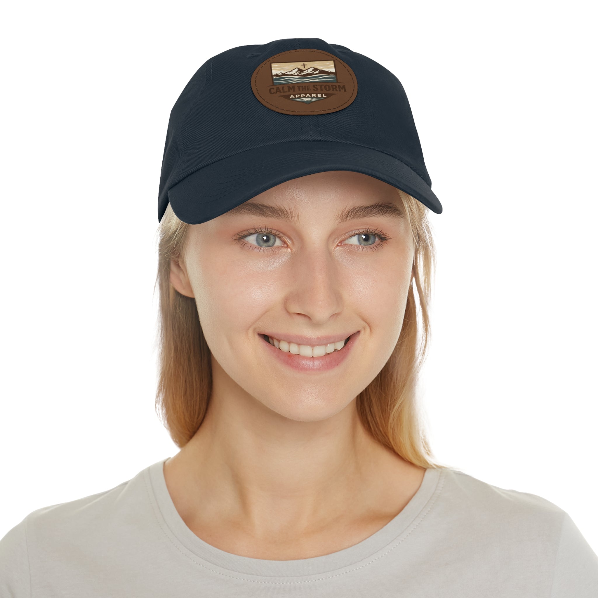 Dad Hat — 'Calm the Storm' Leather Patch Mountain Cap