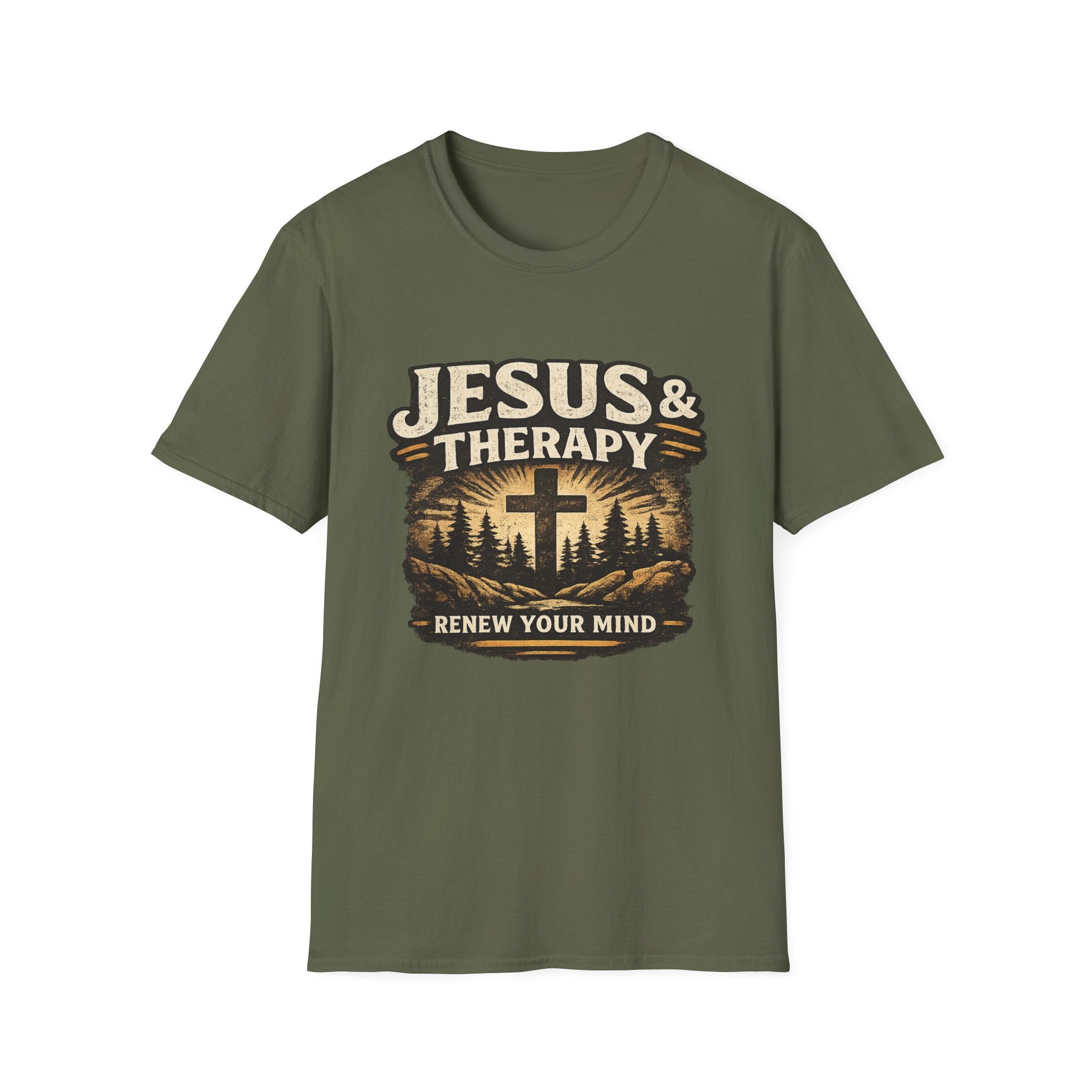 Jesus & Therapy T-Shirt — Renew Your Mind Christian Faith Tee