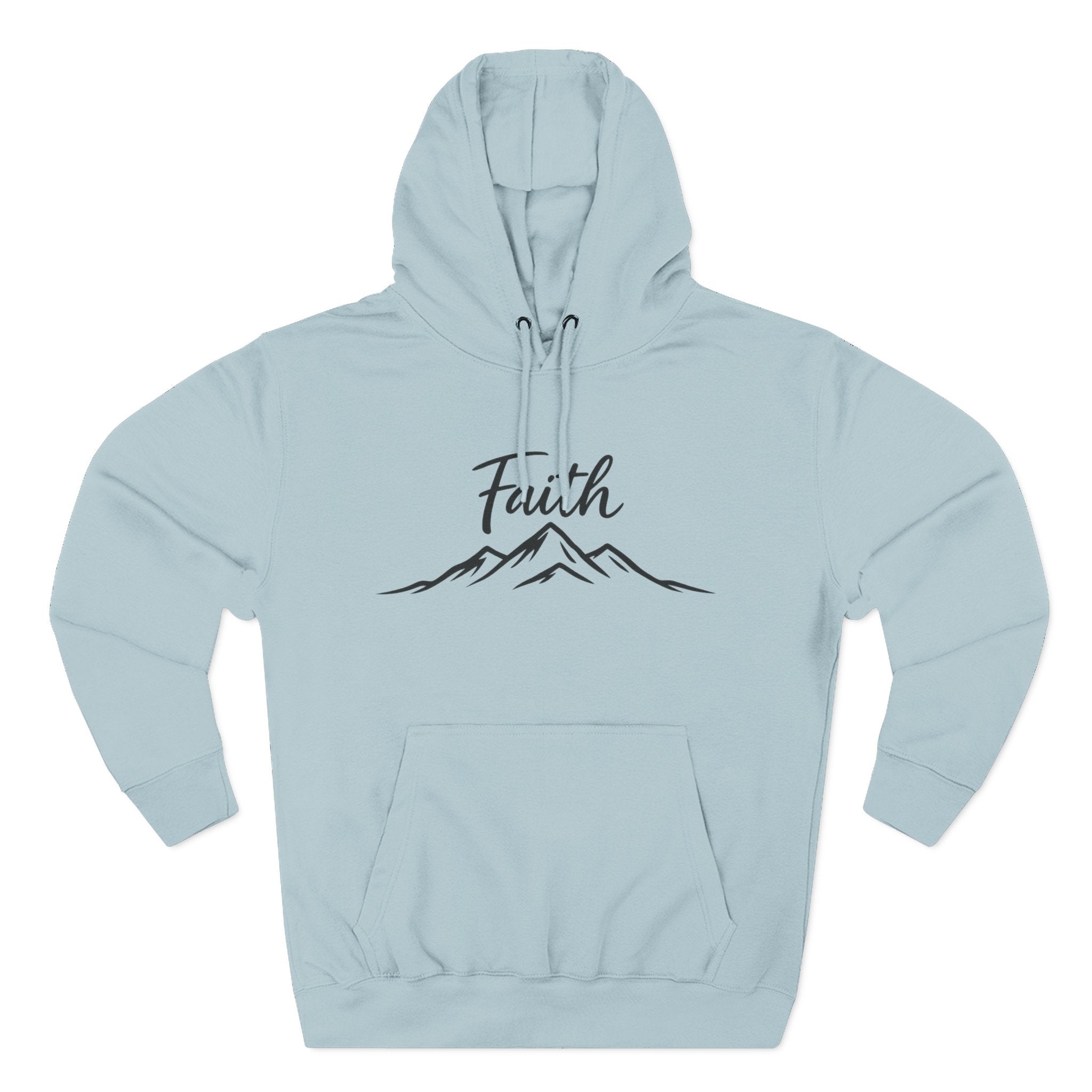 Faith Mountain Hoodie — Minimal Script Mountain Graphic Pullover