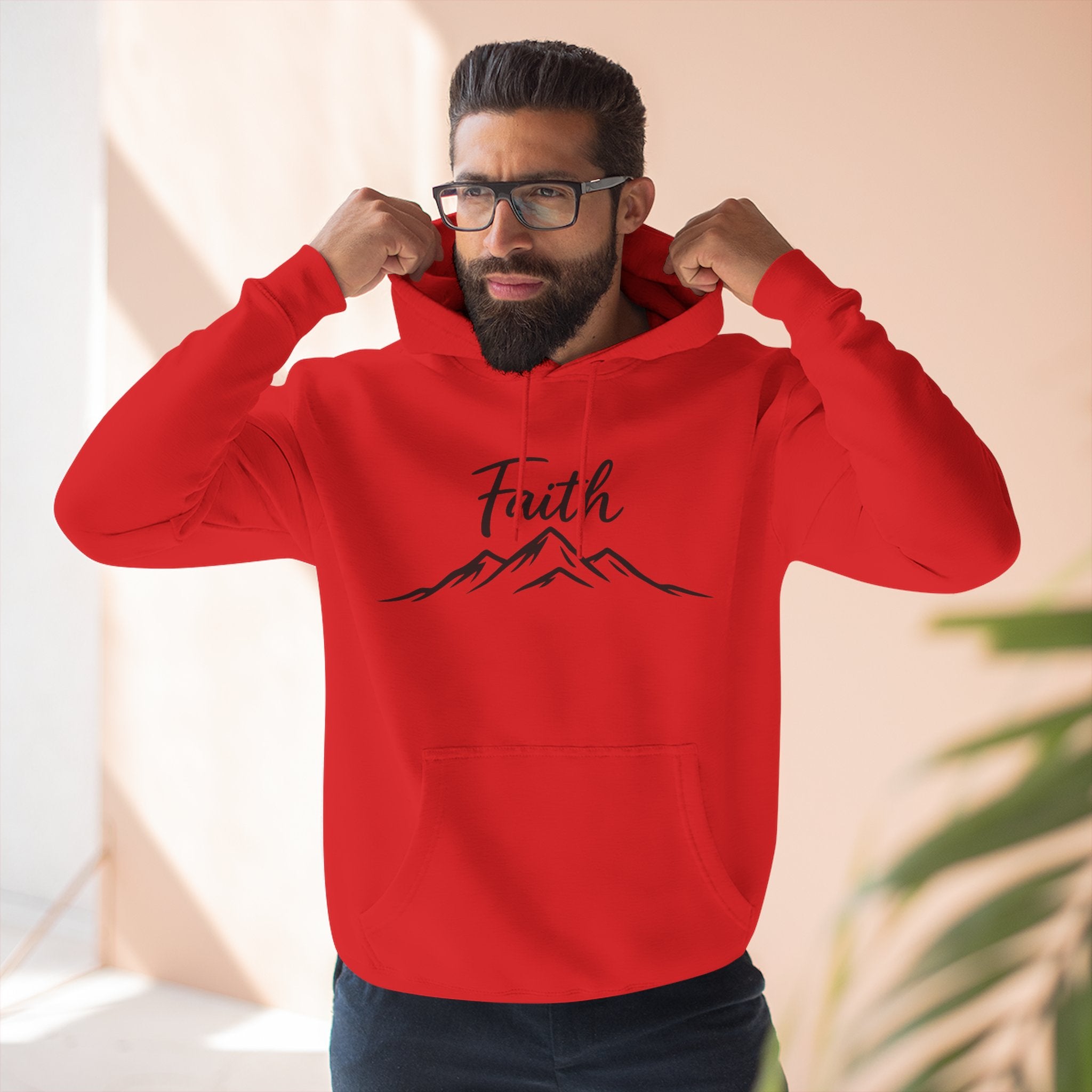 Faith Mountain Hoodie — Minimal Script Mountain Graphic Pullover