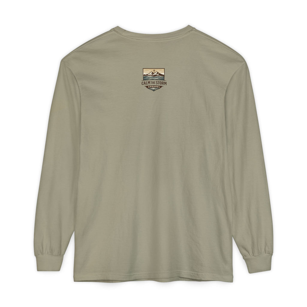 Faith Over Fear Long Sleeve Tee — Inspirational Mountain Graphic