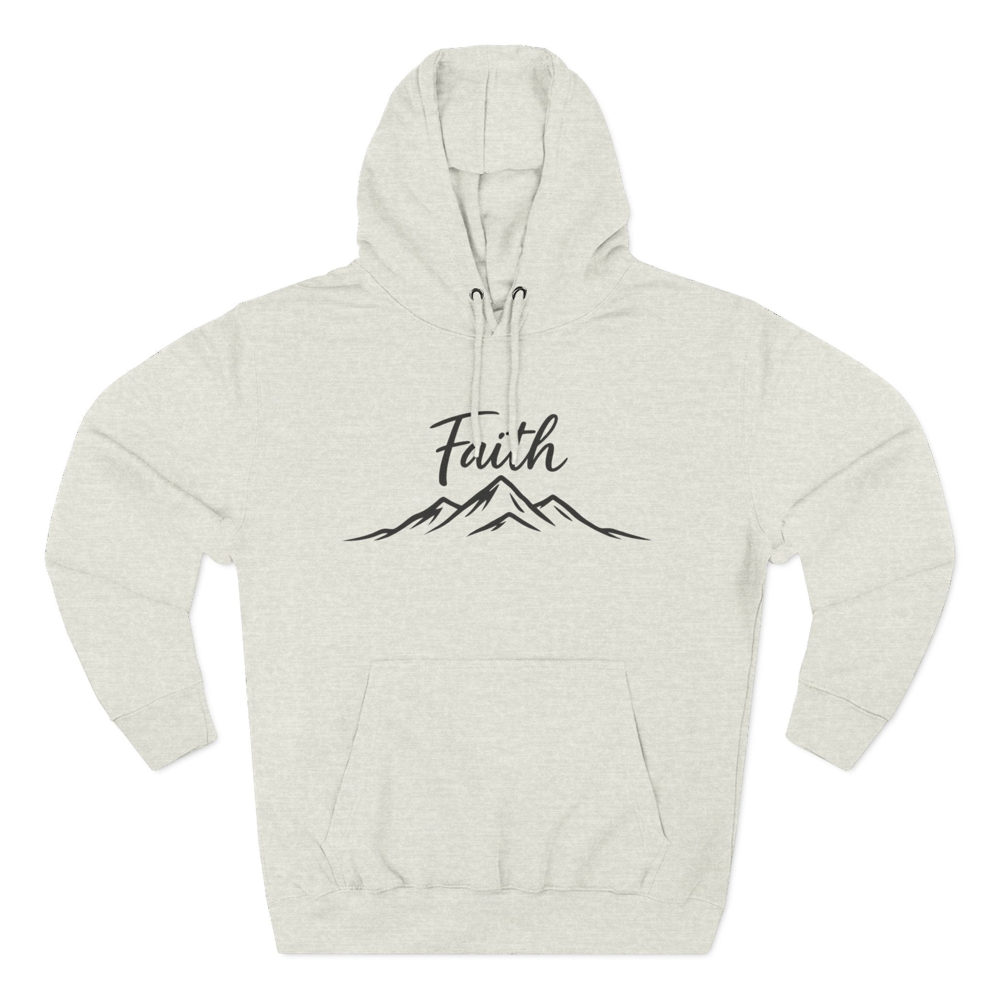 Faith Mountain Hoodie — Minimal Script Mountain Graphic Pullover