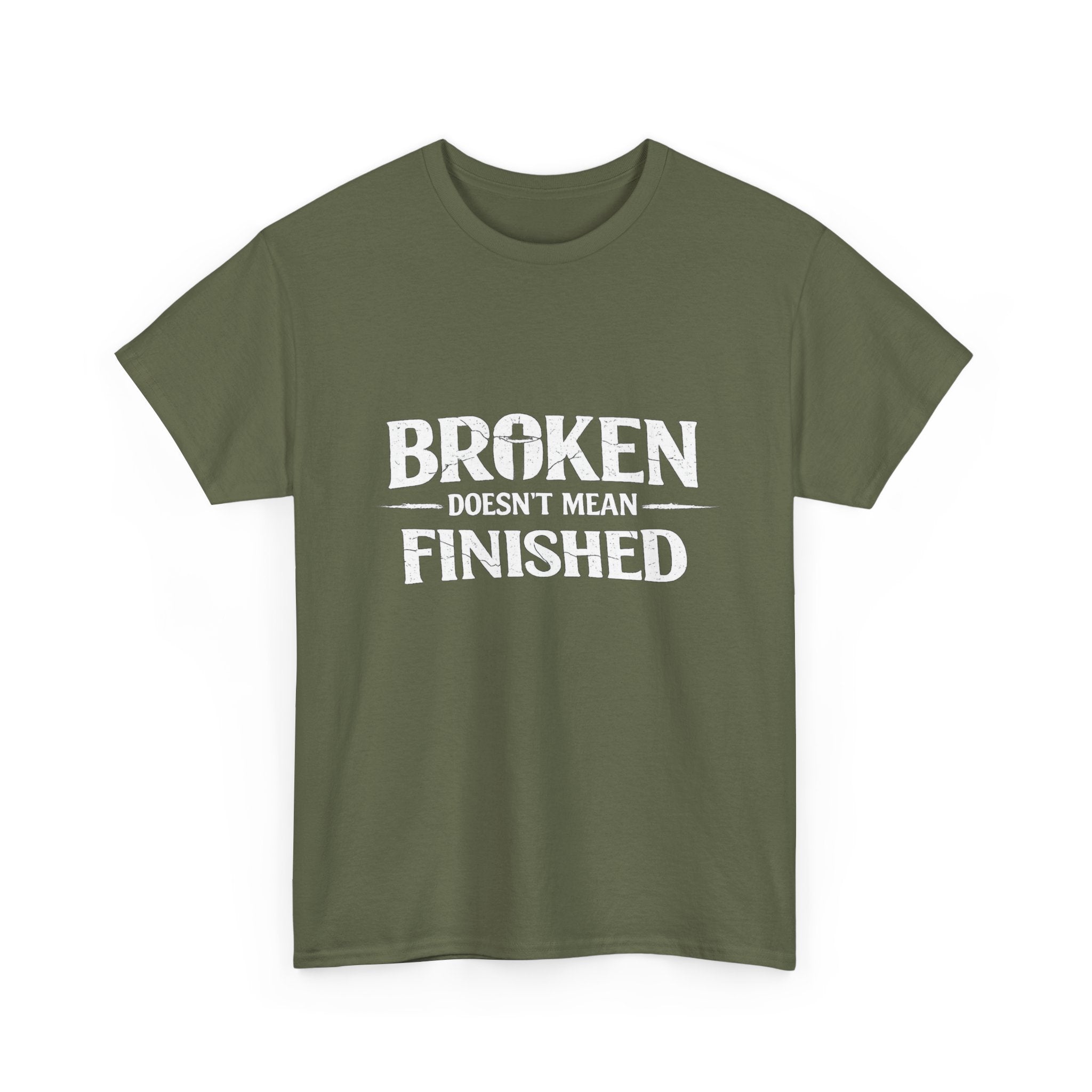 2/23 - T-Shirt — 'Broken, Not Yet Finished' Minimal Outline Graphic Tee