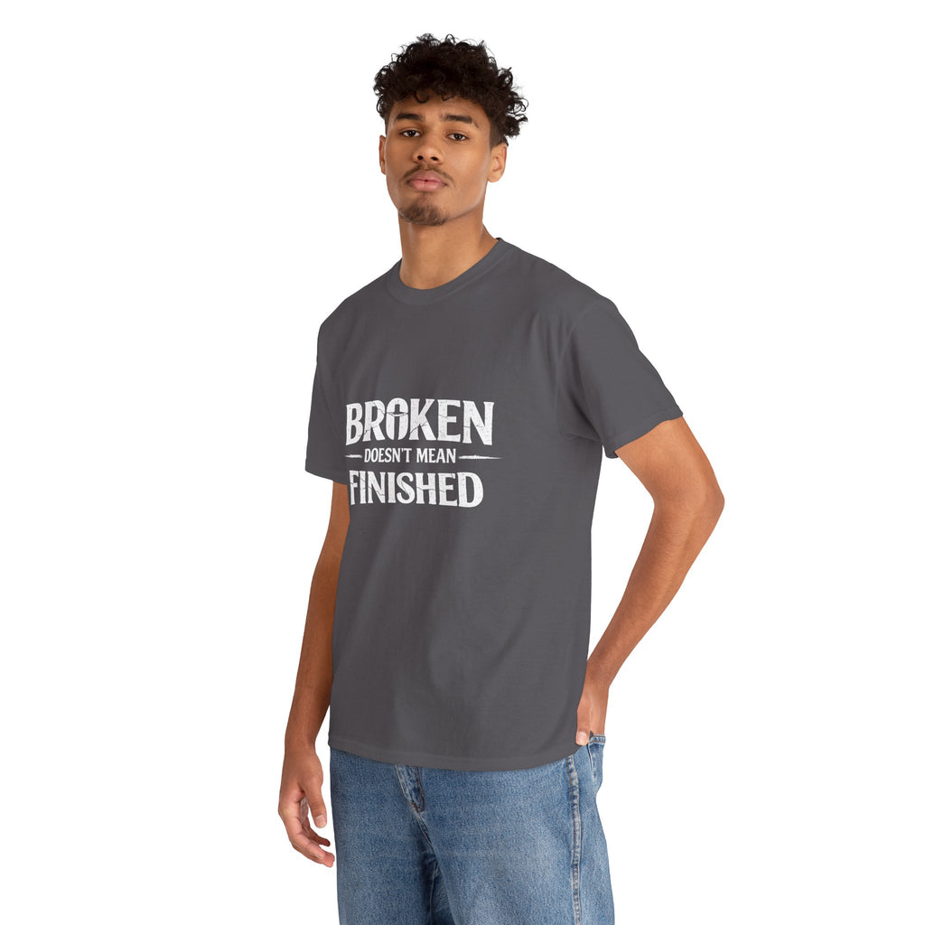 2/23 - T-Shirt — 'Broken, Not Yet Finished' Minimal Outline Graphic Tee