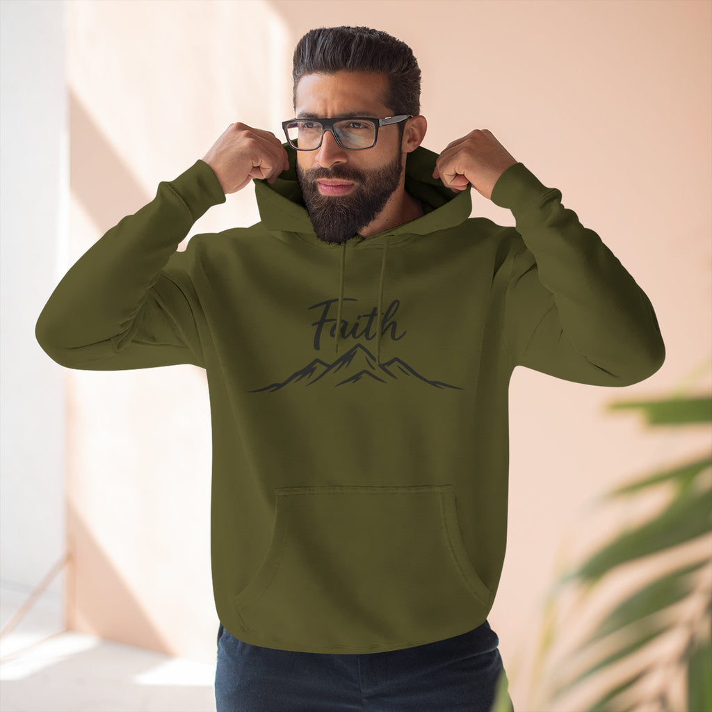 Faith Mountain Hoodie — Minimal Script Mountain Graphic Pullover