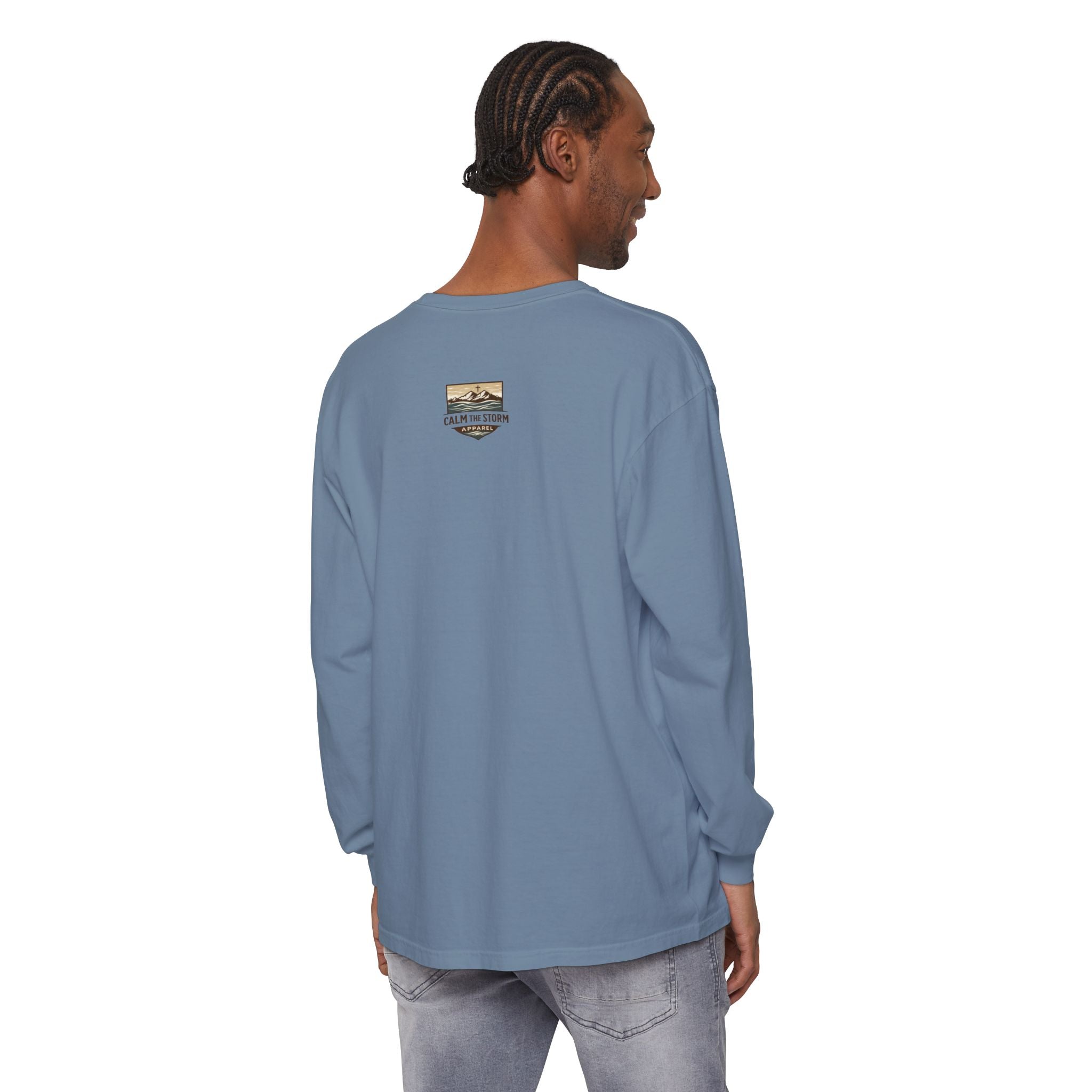 Faith Over Fear Long Sleeve Tee — Inspirational Mountain Graphic