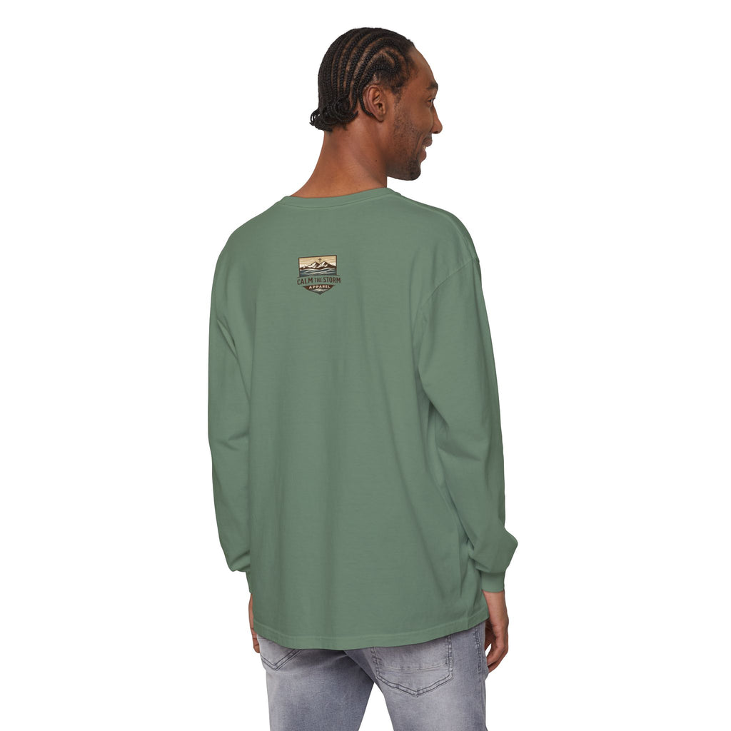 Faith Over Fear Long Sleeve Tee — Inspirational Mountain Graphic