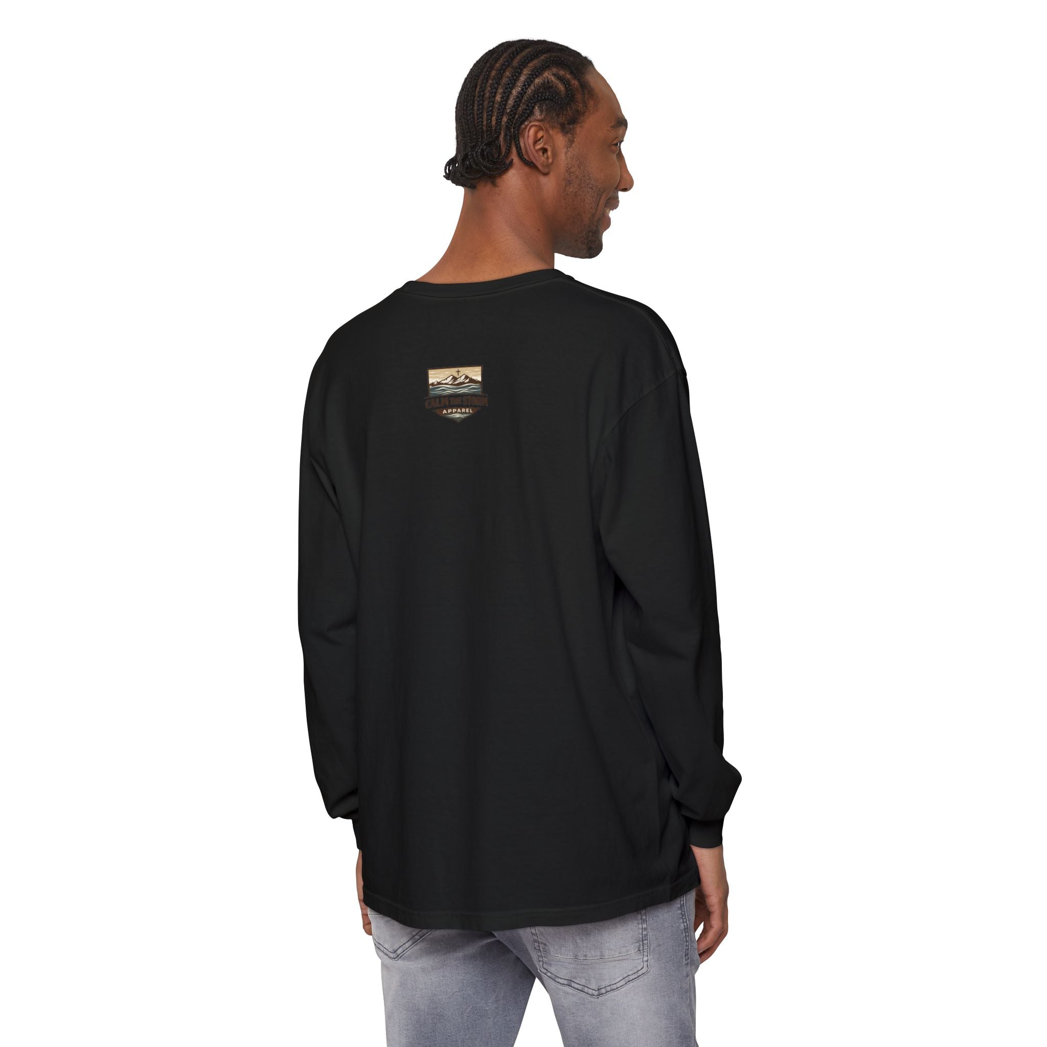 Faith Over Fear Long Sleeve Tee — Inspirational Mountain Graphic
