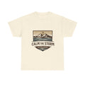 Calm the Storm Graphic Tee — Mountains & Cross Christian Outdoor Shirt
