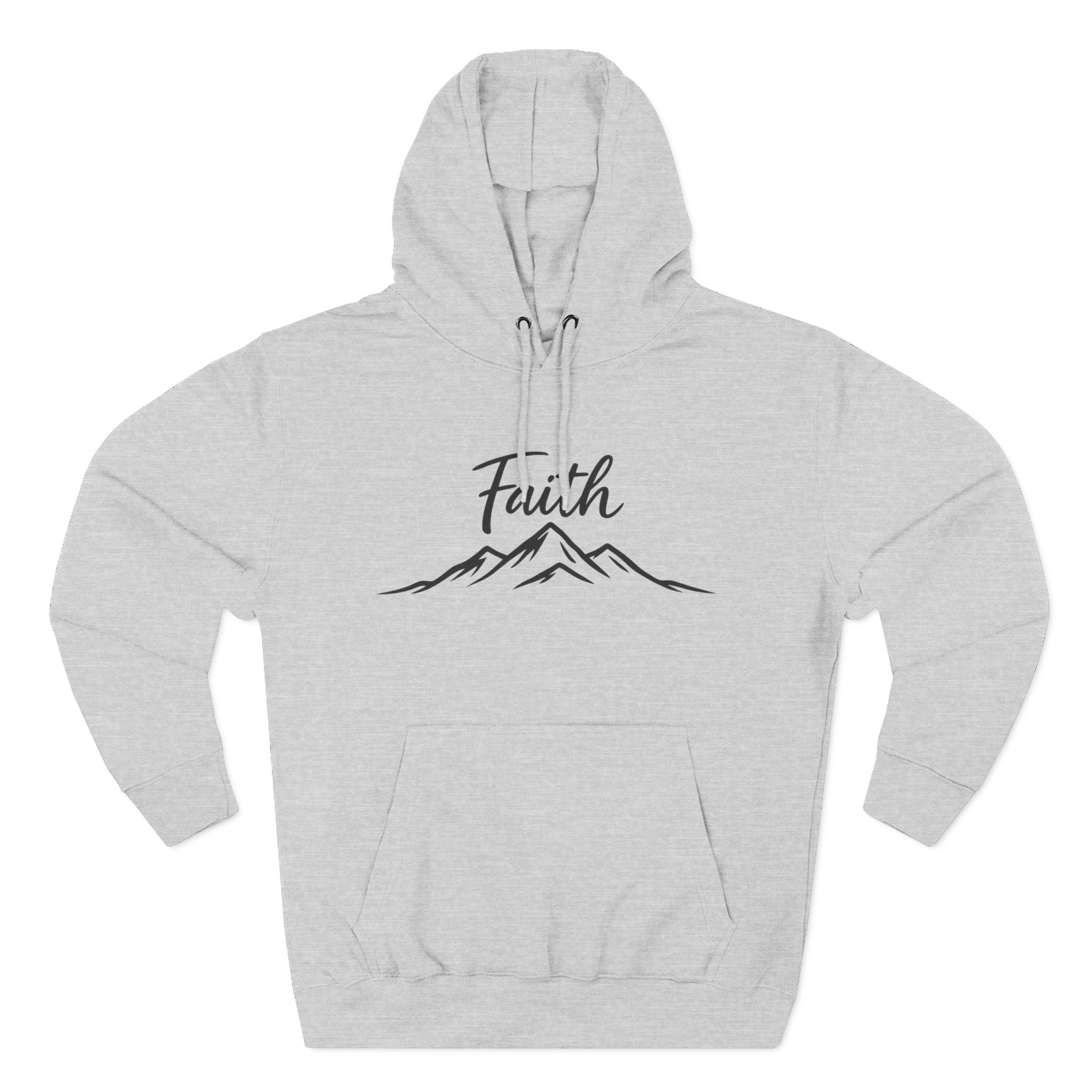 Faith Mountain Hoodie — Minimal Script Mountain Graphic Pullover