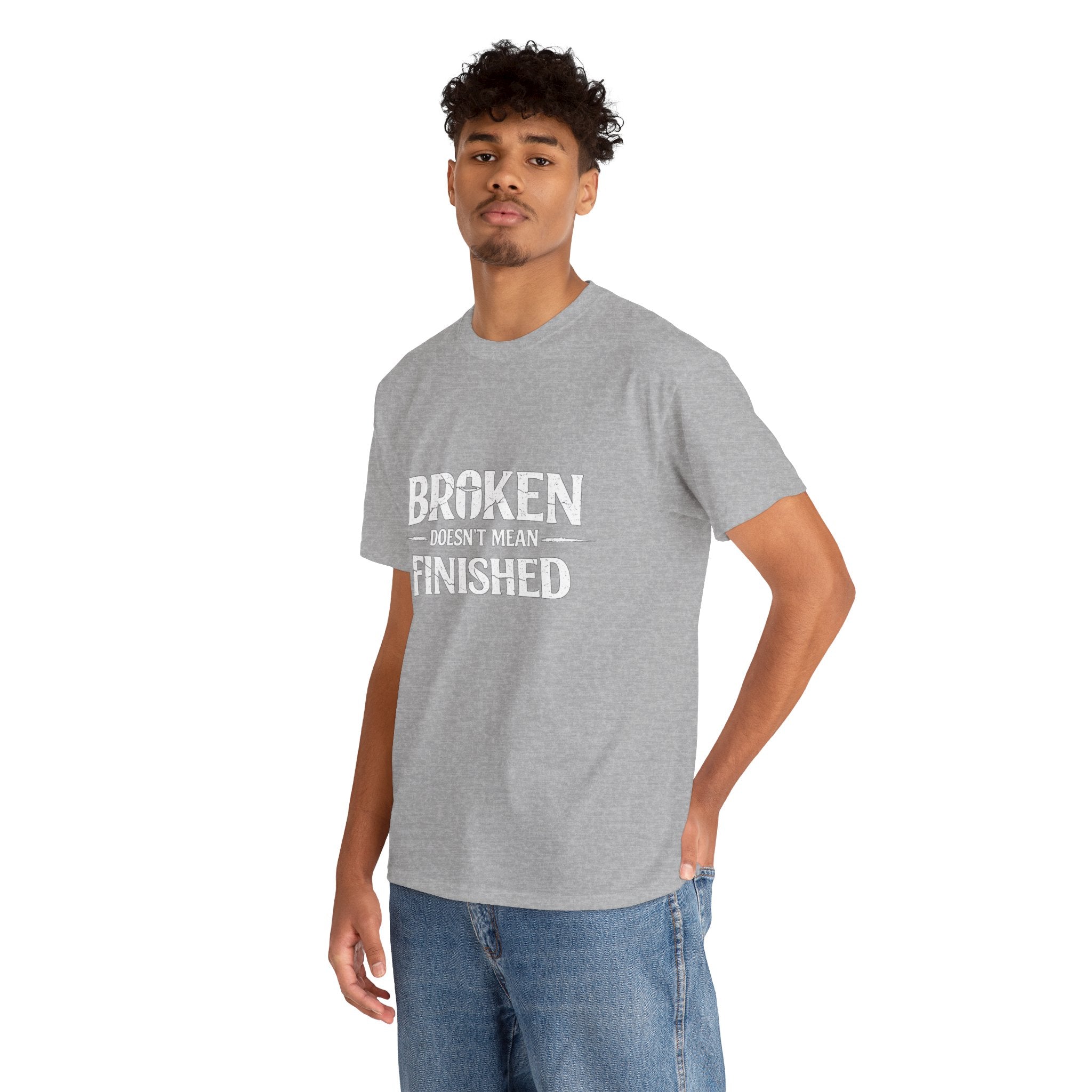 2/23 - T-Shirt — 'Broken, Not Yet Finished' Minimal Outline Graphic Tee