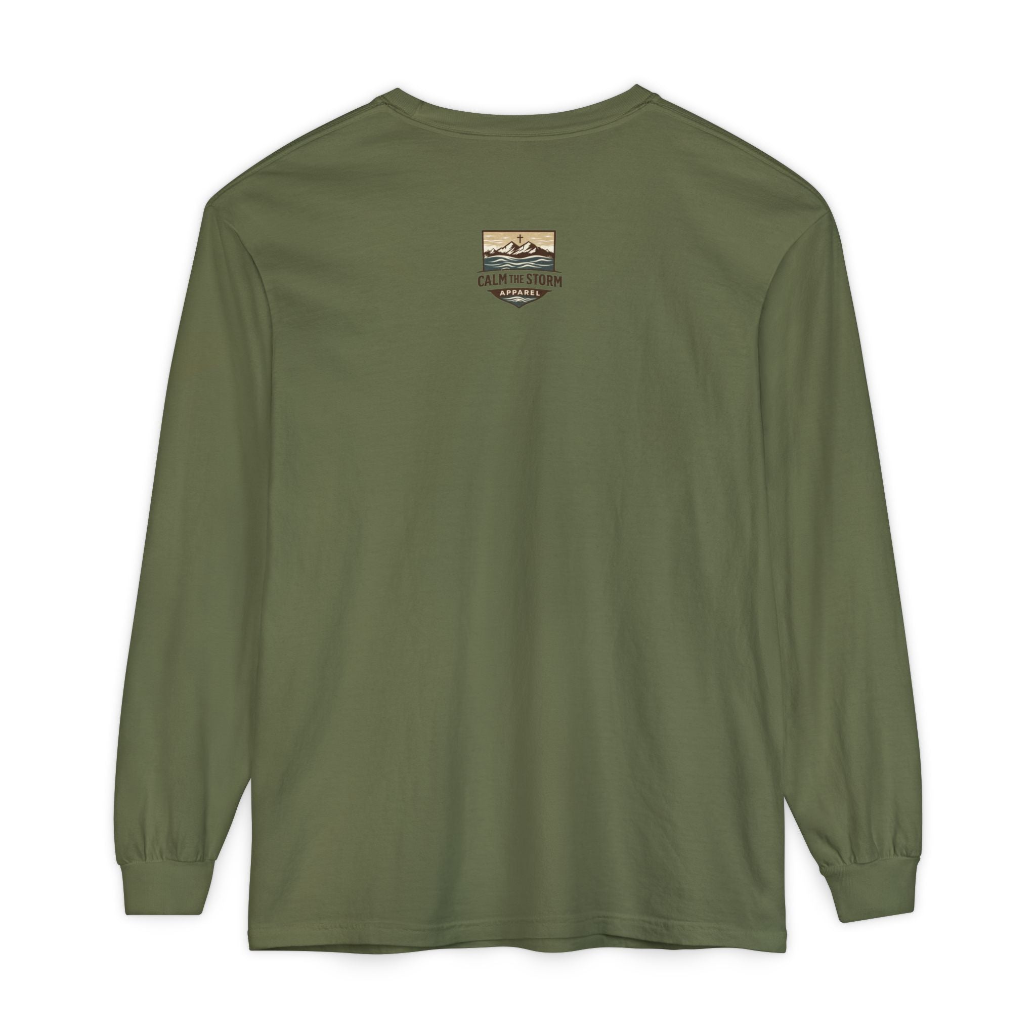 Faith Over Fear Long Sleeve Tee — Inspirational Mountain Graphic