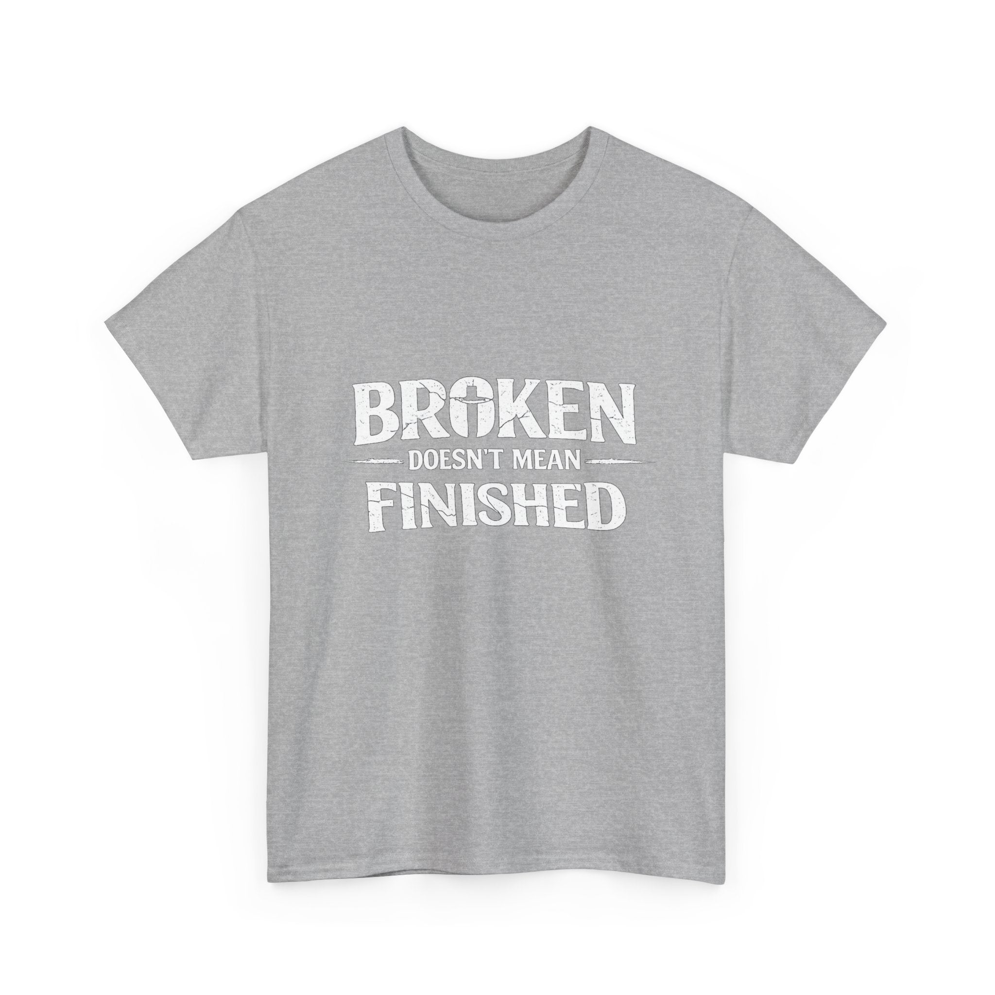 2/23 - T-Shirt — 'Broken, Not Yet Finished' Minimal Outline Graphic Tee
