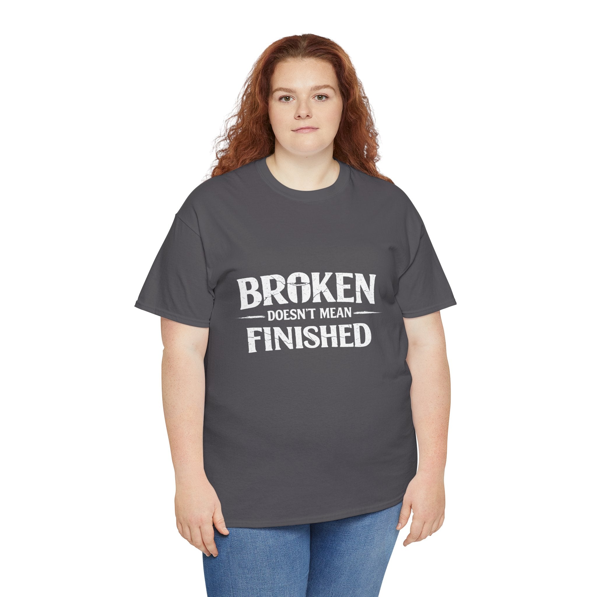 2/23 - T-Shirt — 'Broken, Not Yet Finished' Minimal Outline Graphic Tee