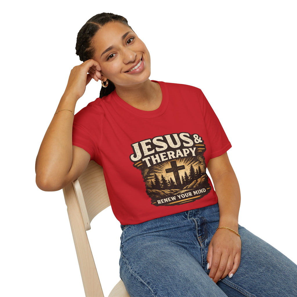 Jesus & Therapy T-Shirt — Renew Your Mind Christian Faith Tee